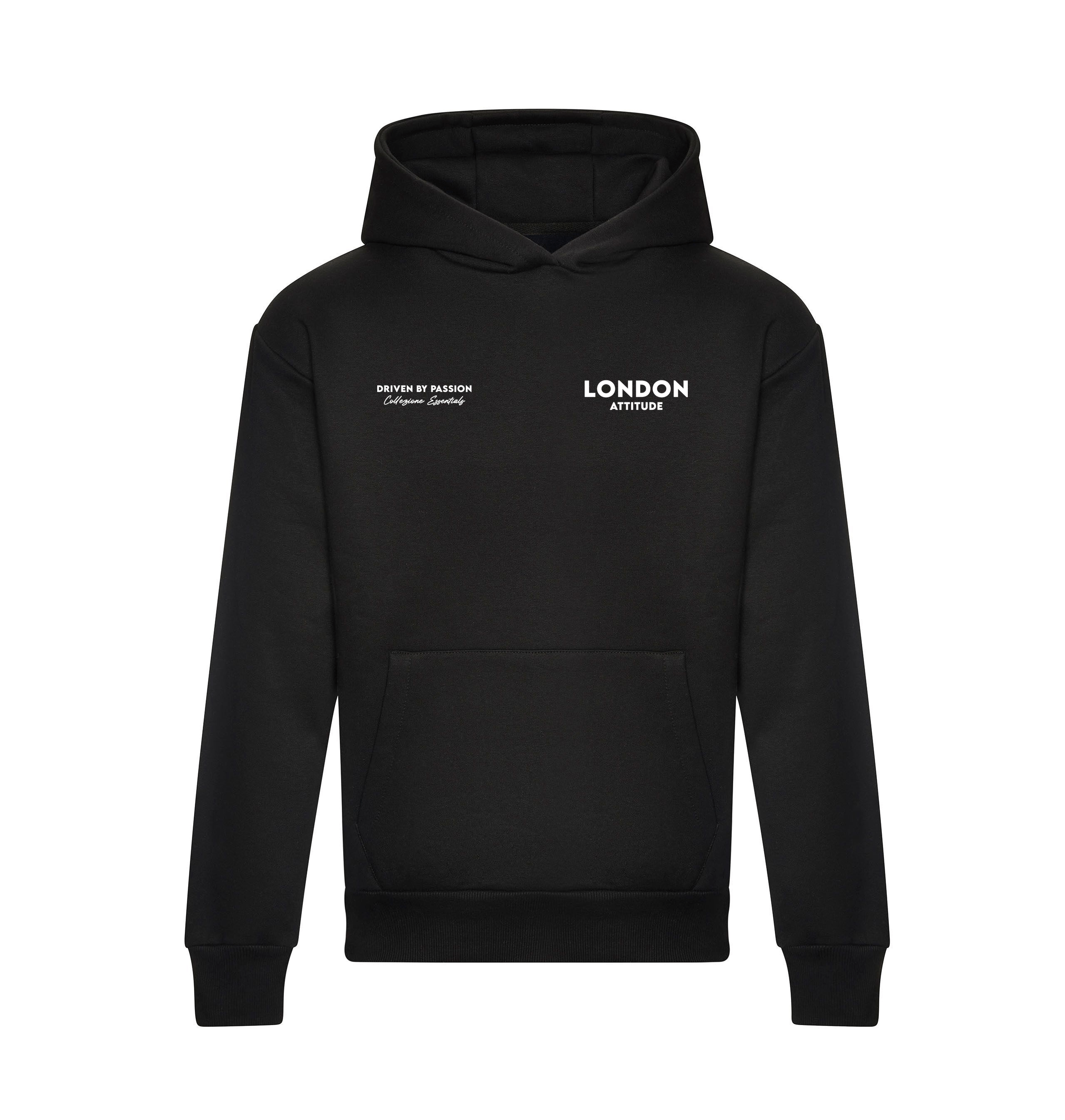 Deep Black Printed Hoody Front