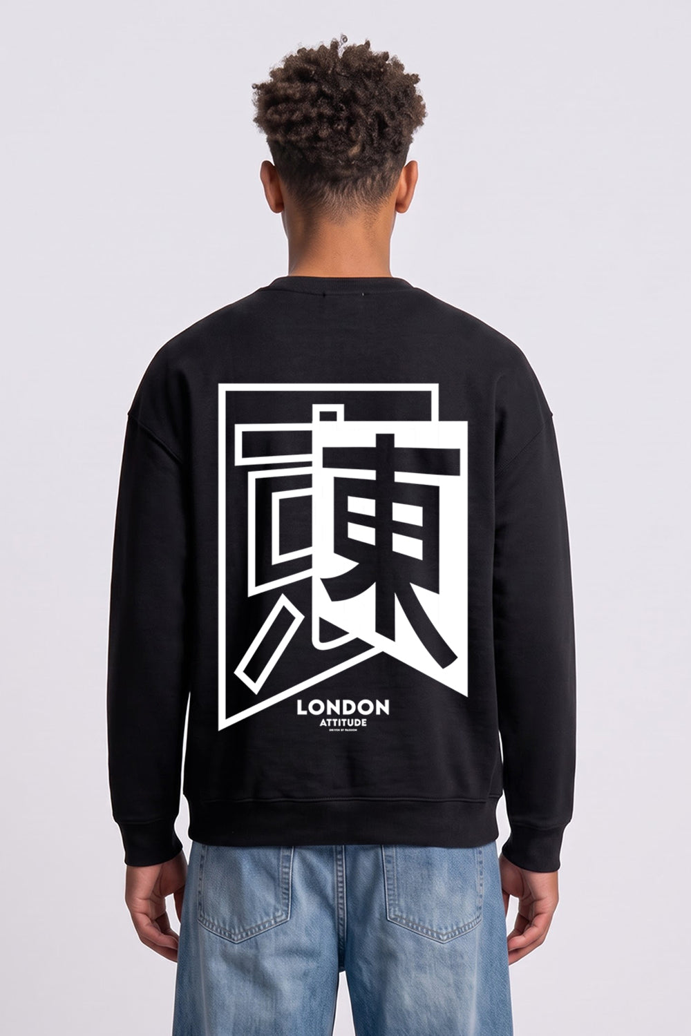 Oversized Japanese Inspired Graphic Sweatshirt in Black