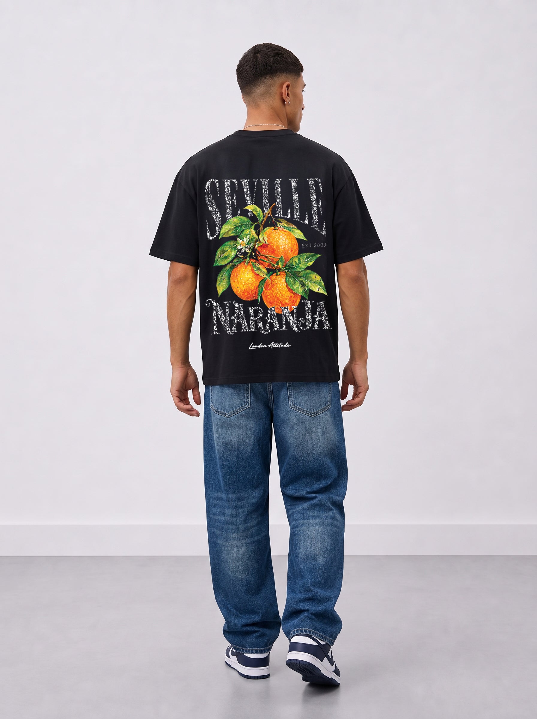 Black Oversized Seville Orange Printed T-Shirt