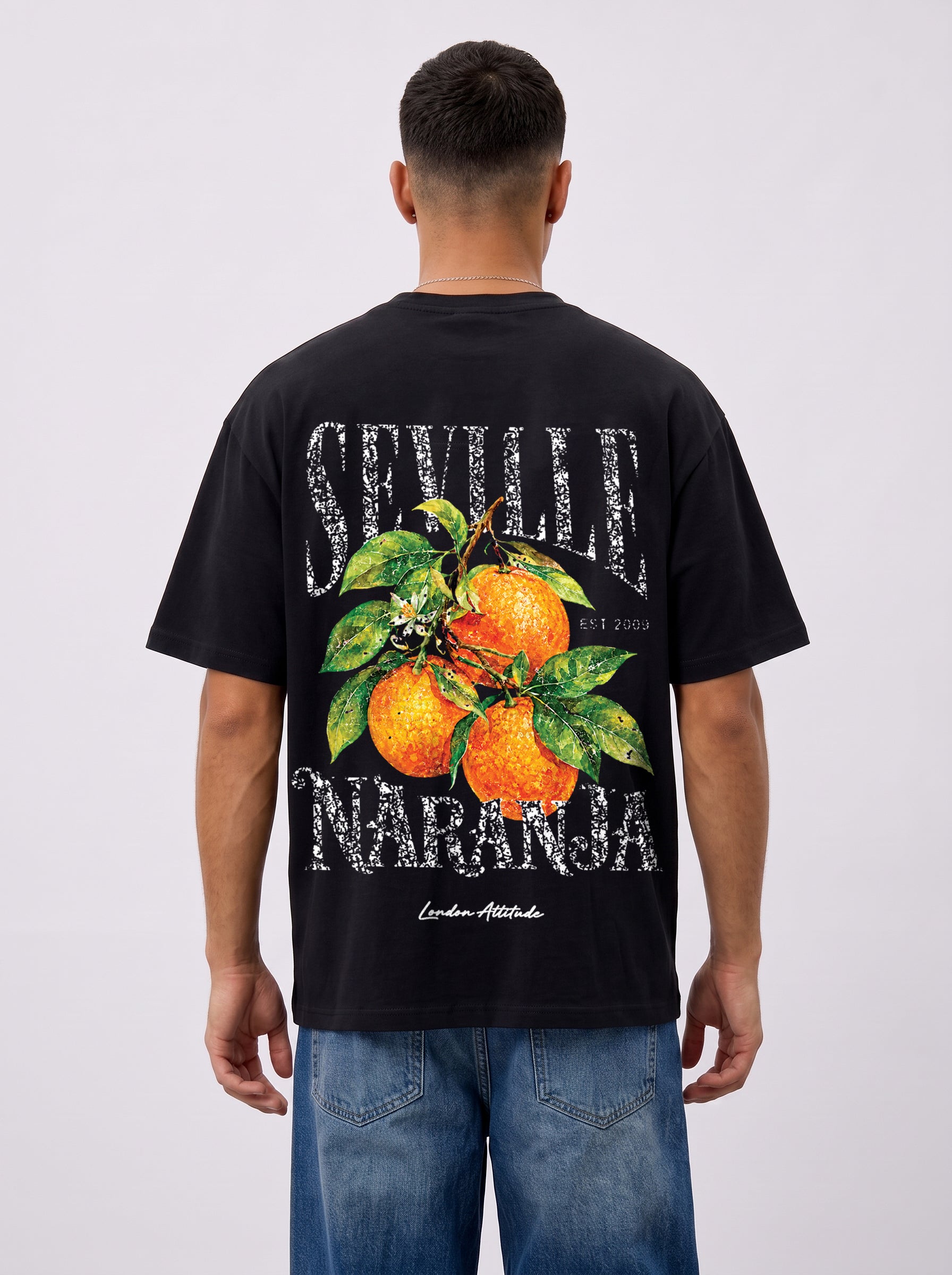 Black Oversized Seville Orange Printed T-Shirt