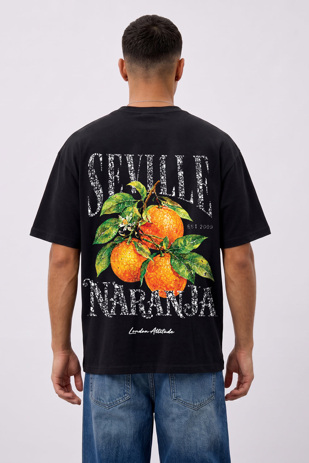 Oversized Heavyweight Seville Orange T-Shirt in Black