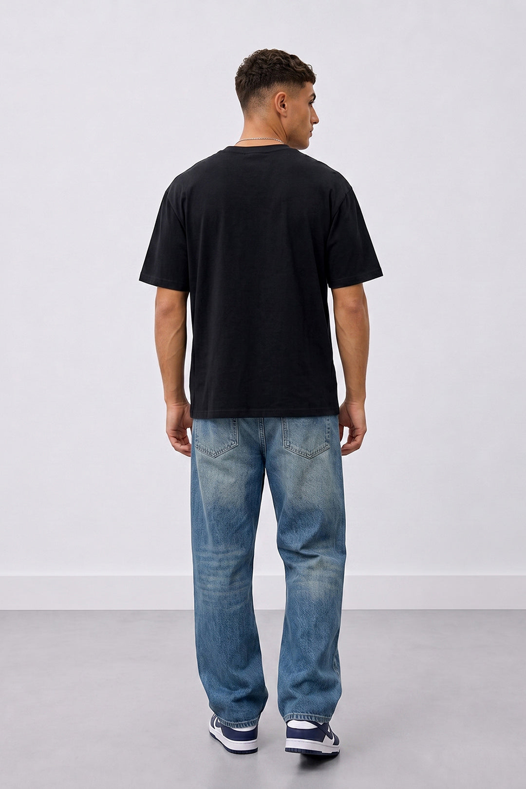Oversized Heavyweight Vintage Racing T-Shirt in Black