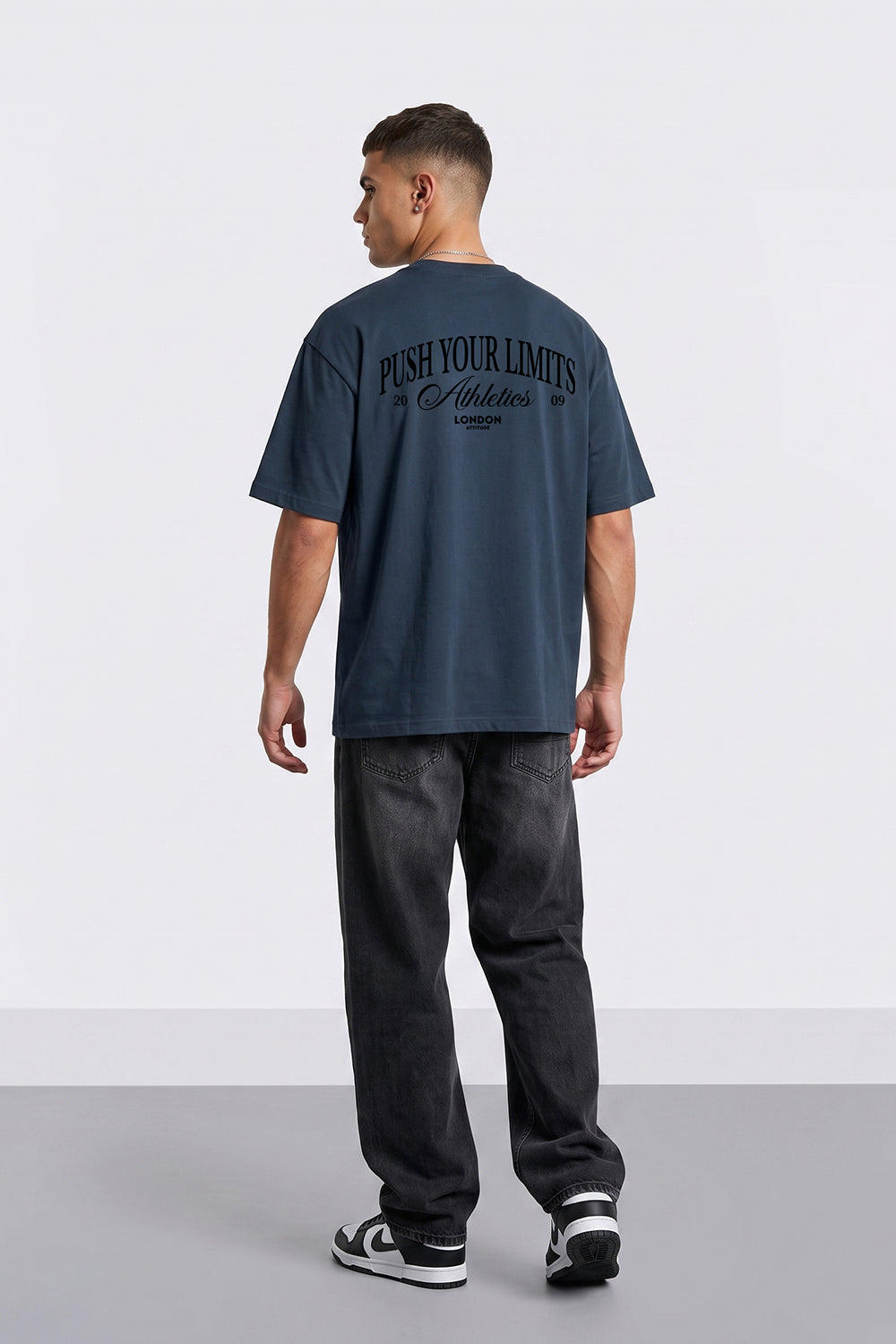 Push Your Limits Oversized Heavyweight T-Shirt in Black Print