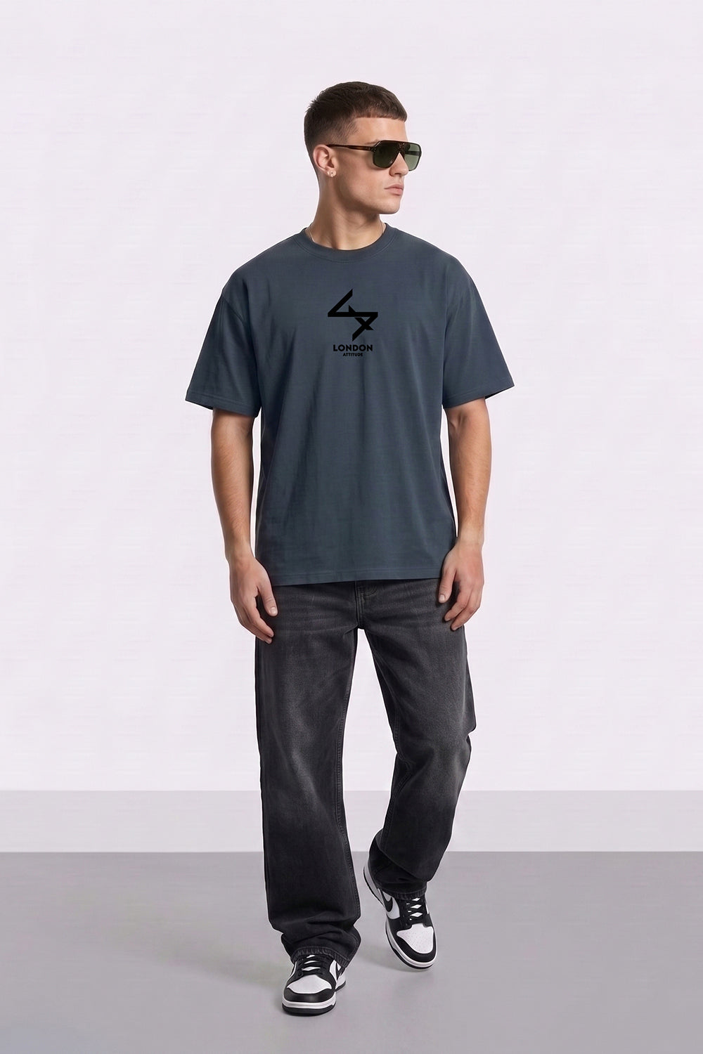 Push Your Limits Oversized Heavyweight T-Shirt in Black Print