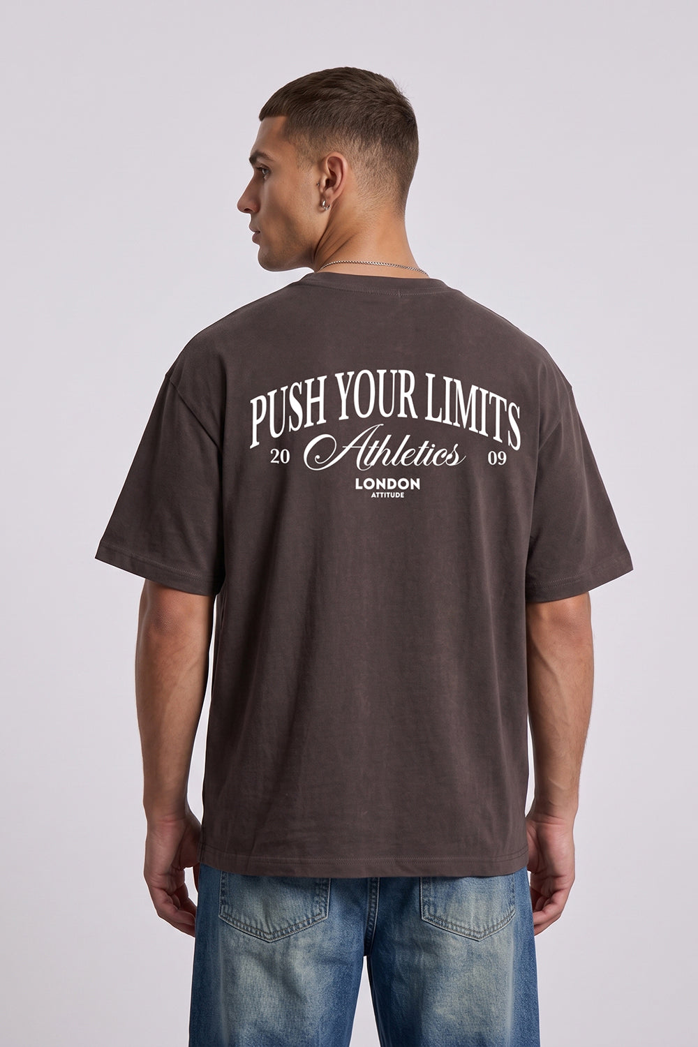 Push Your Limits Oversized Heavyweight T-Shirt in White Print