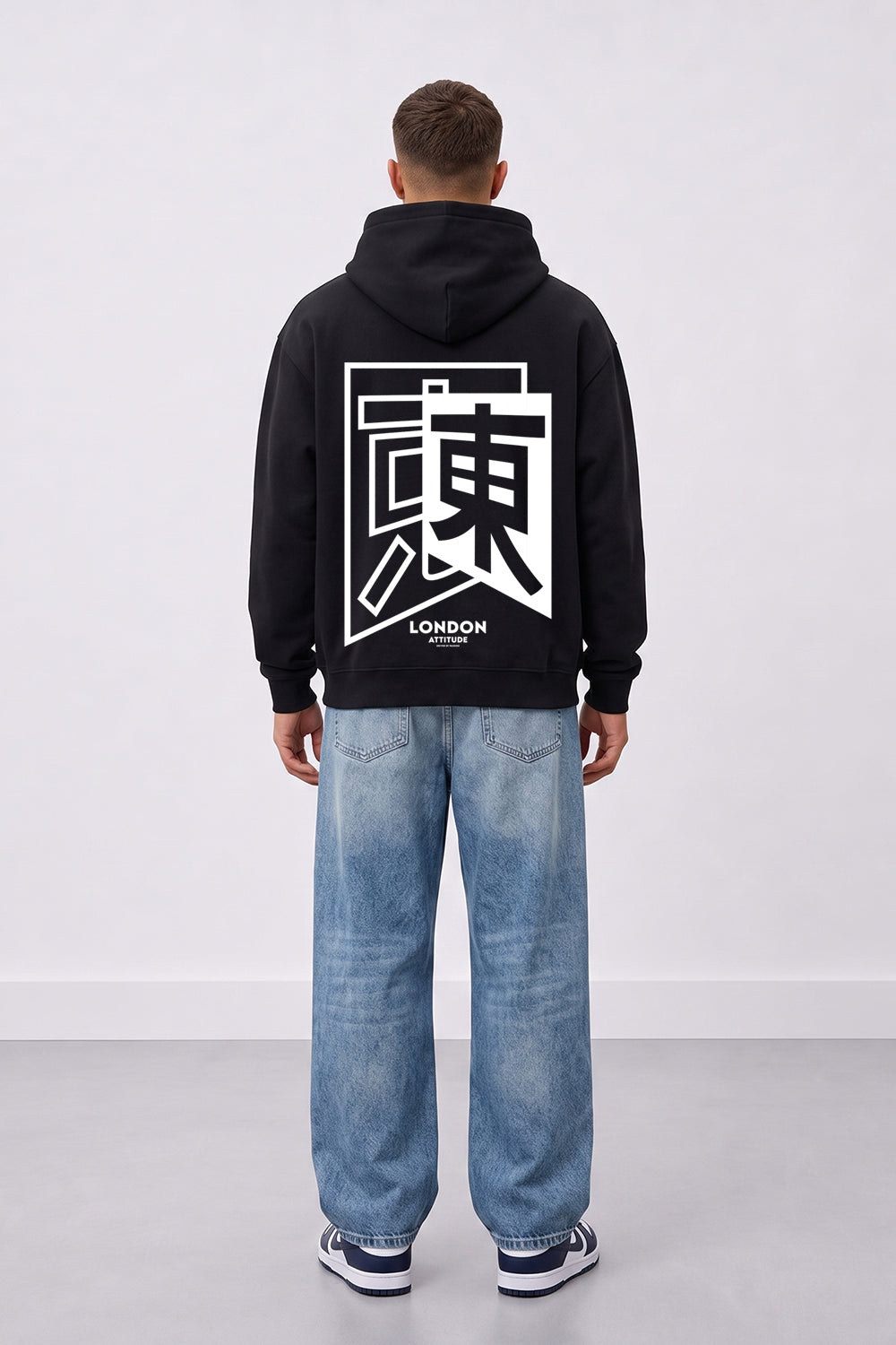 Oversized Japanese Inspired Graphic Hoodie in Black