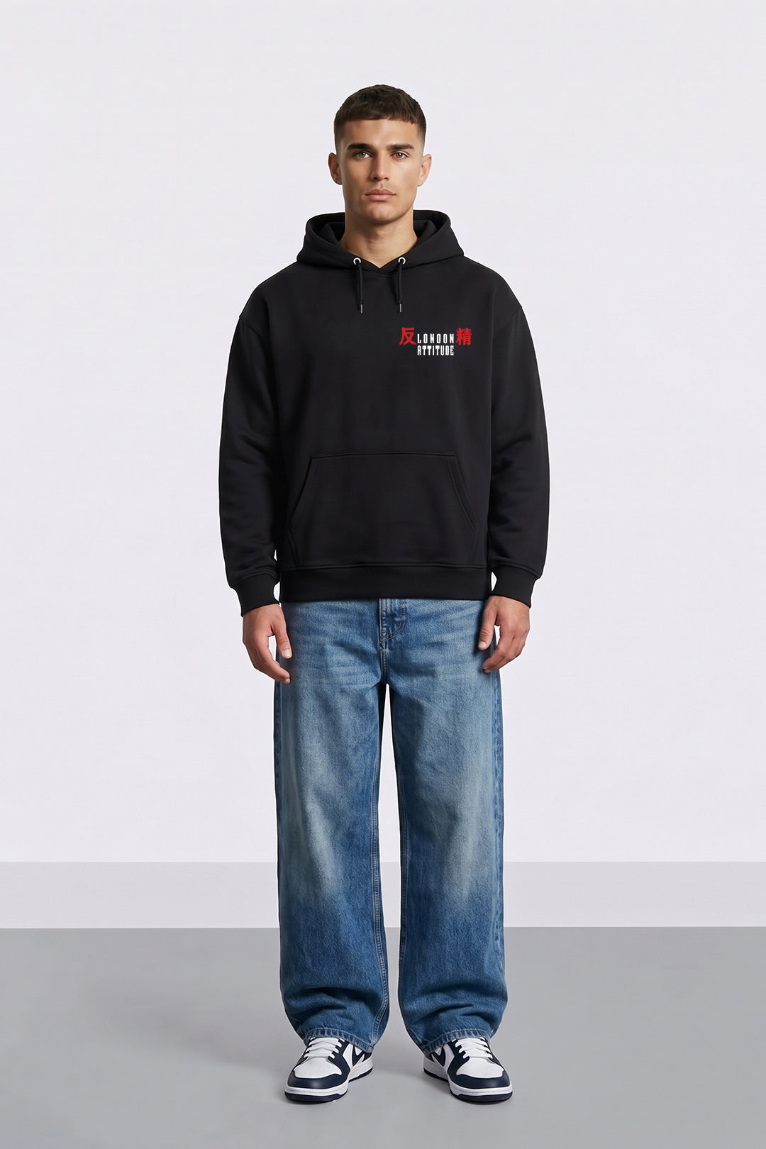 Relaxed Fit Tokyo After Dark Graphic Hoodie in Black