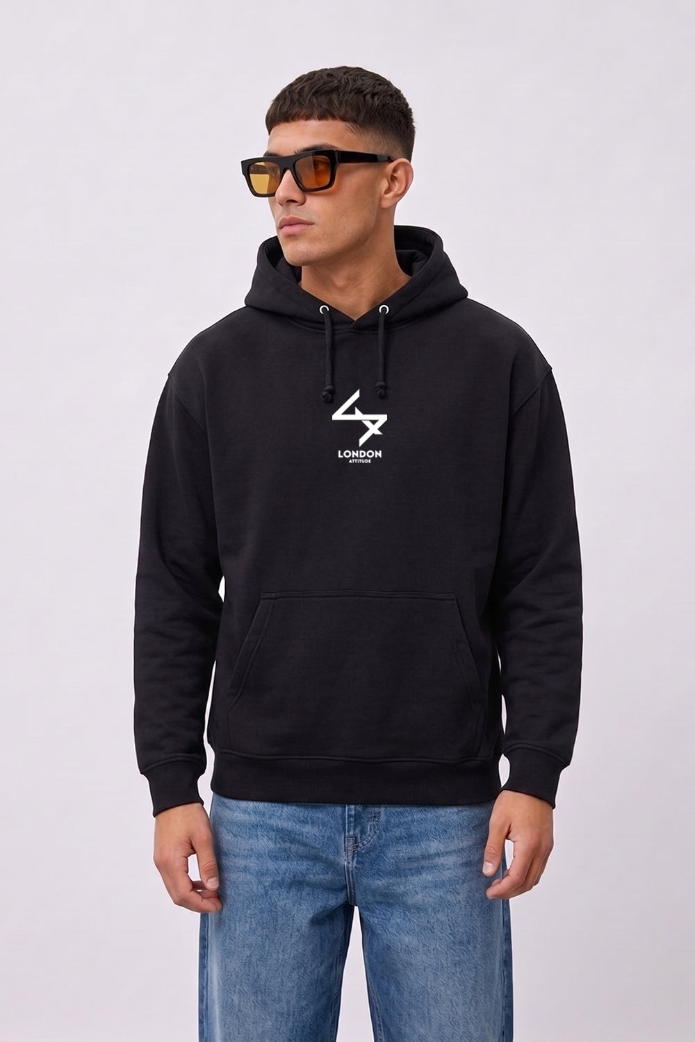 Oversized Japanese Inspired Graphic Hoodie in Black