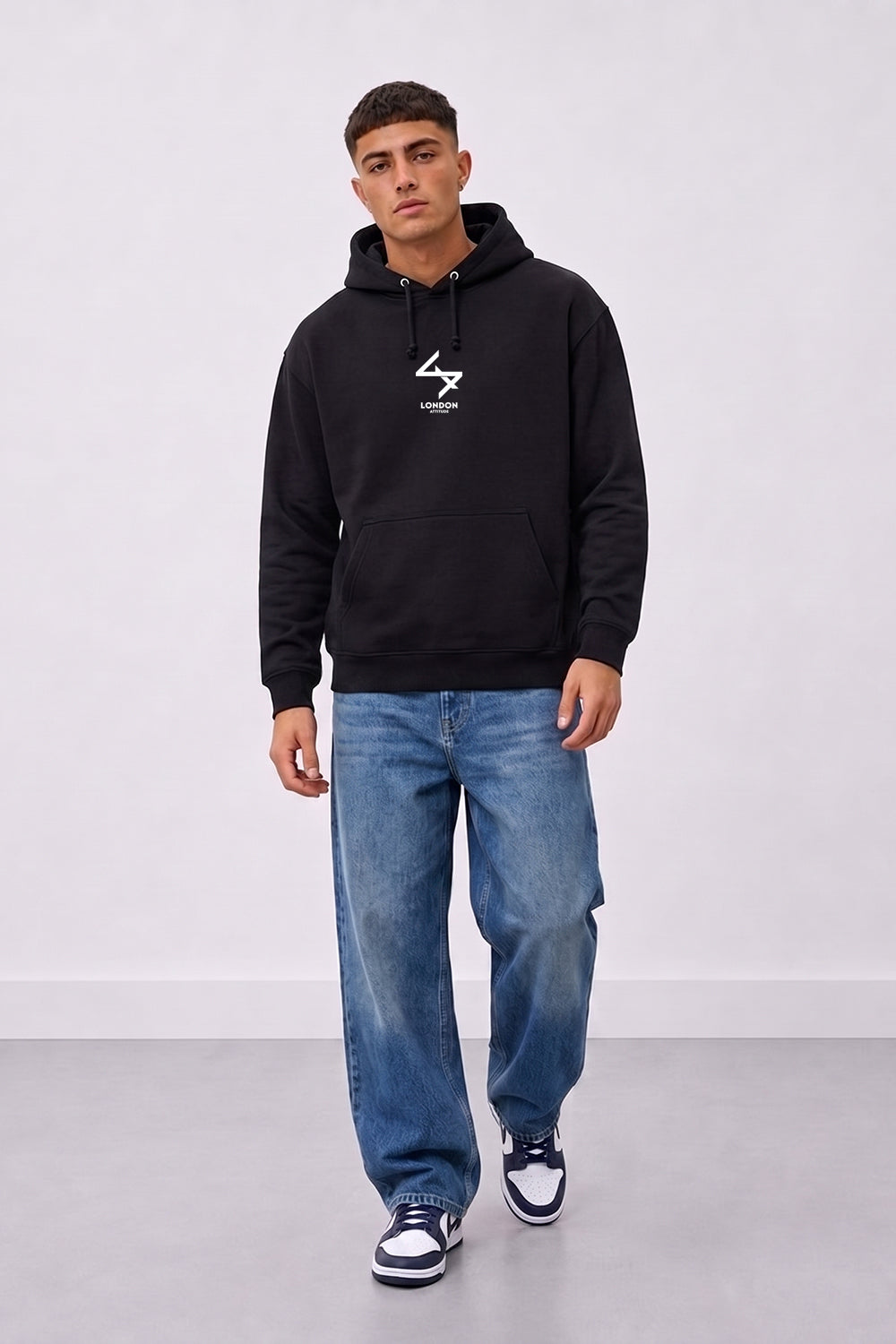 Oversized Japanese Inspired Graphic Hoodie in Black