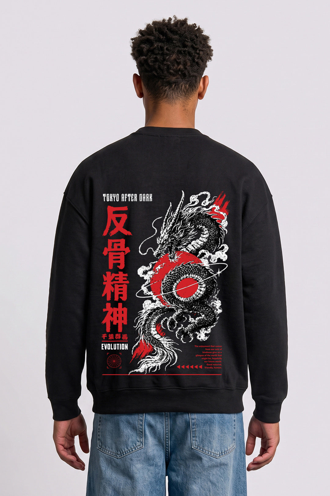 Relaxed Fit Tokyo After Dark Sweatshirt in Black