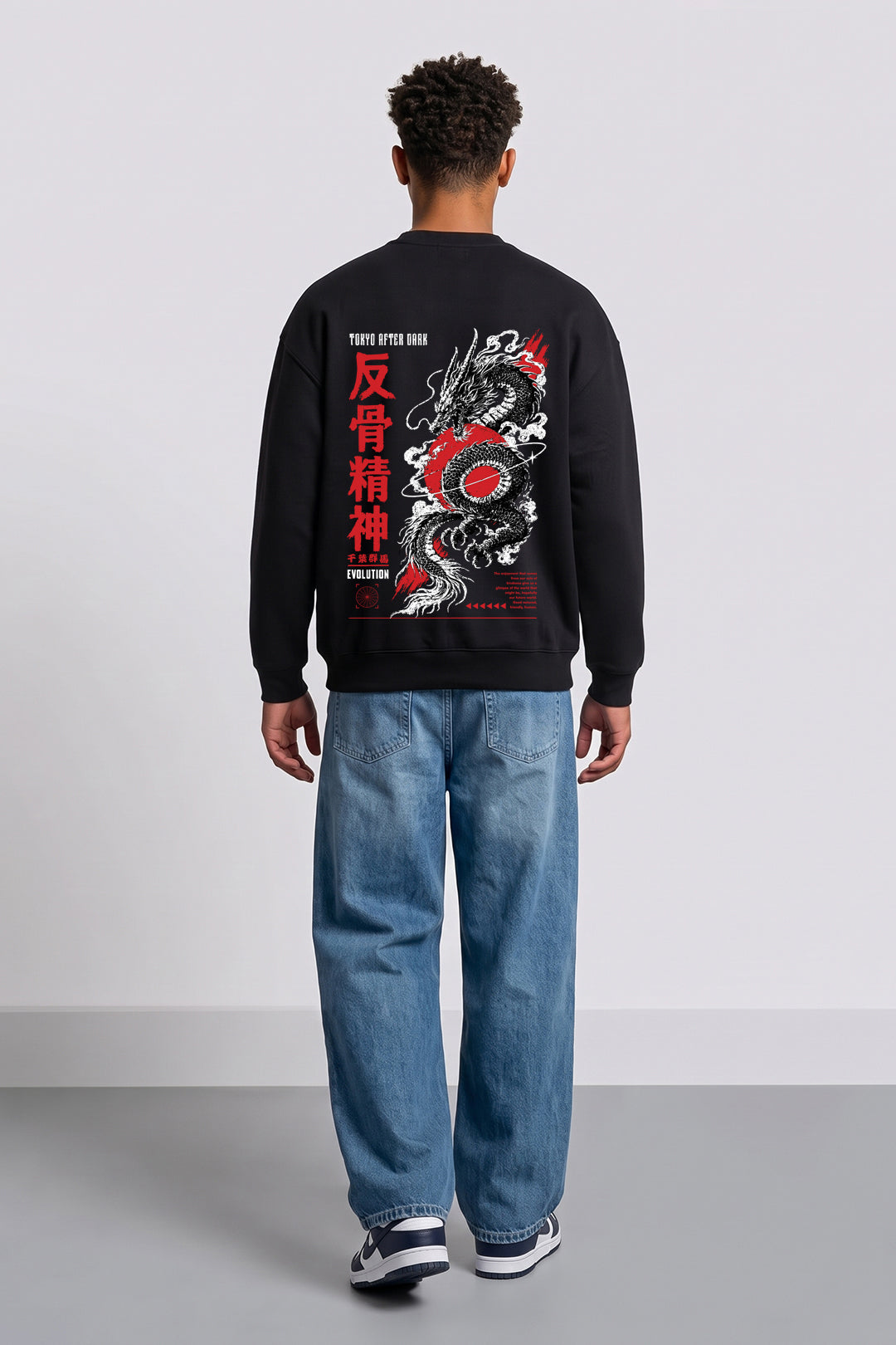 Relaxed Fit Tokyo After Dark Sweatshirt in Black