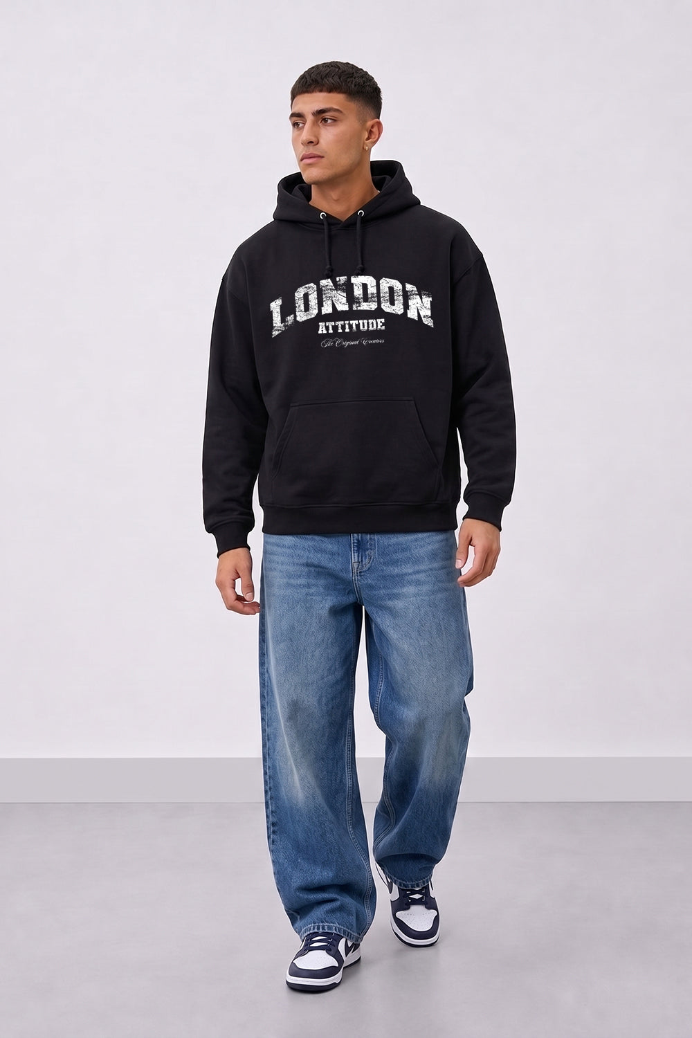 Relaxed Fit Collegiate Graphic Hoodie in White