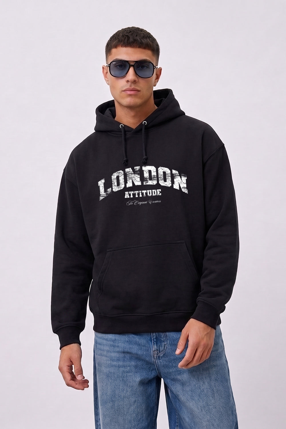 Relaxed Fit Collegiate Graphic Hoodie in White