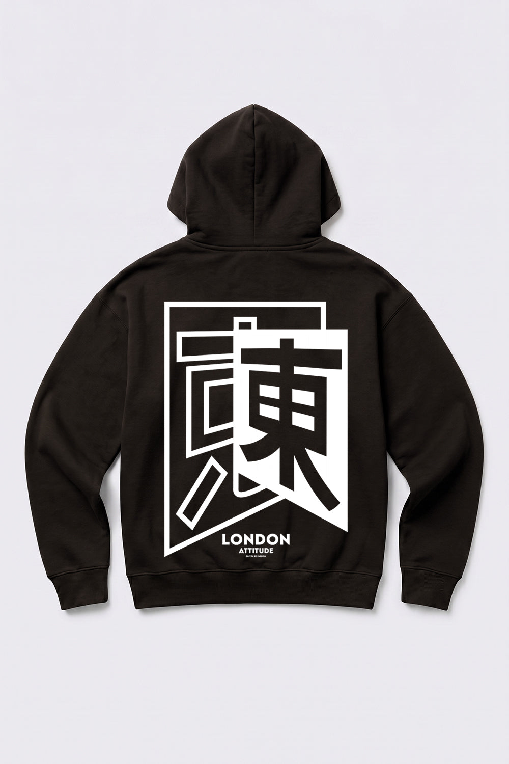Oversized Japanese Inspired Graphic Hoodie in Black