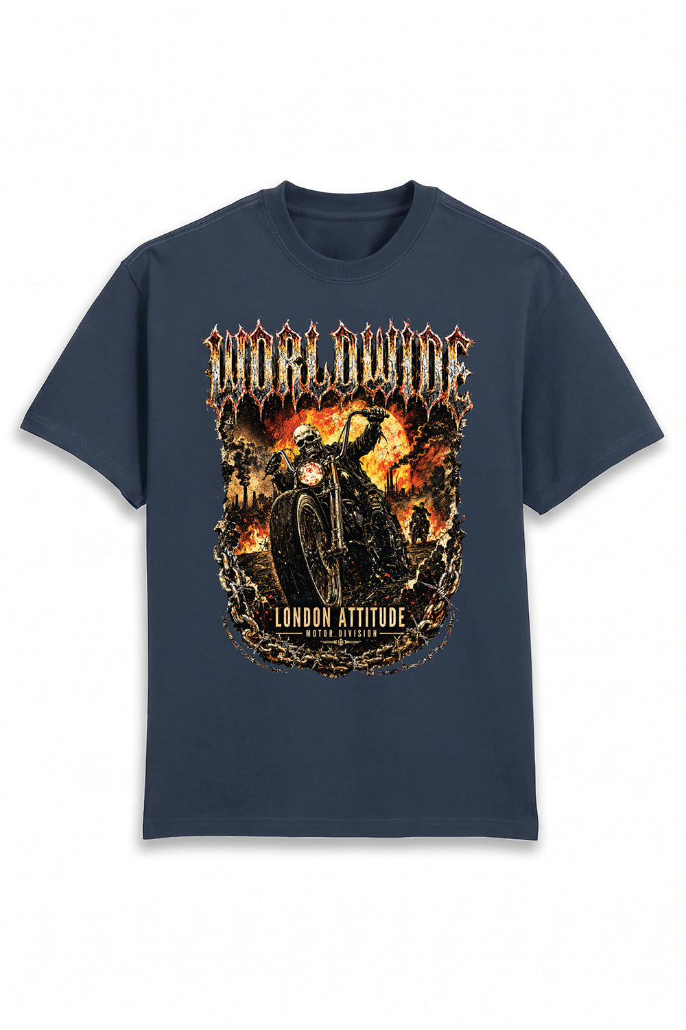 Worldwide Skull Biker Oversized Heavyweight Graphic T-Shirt