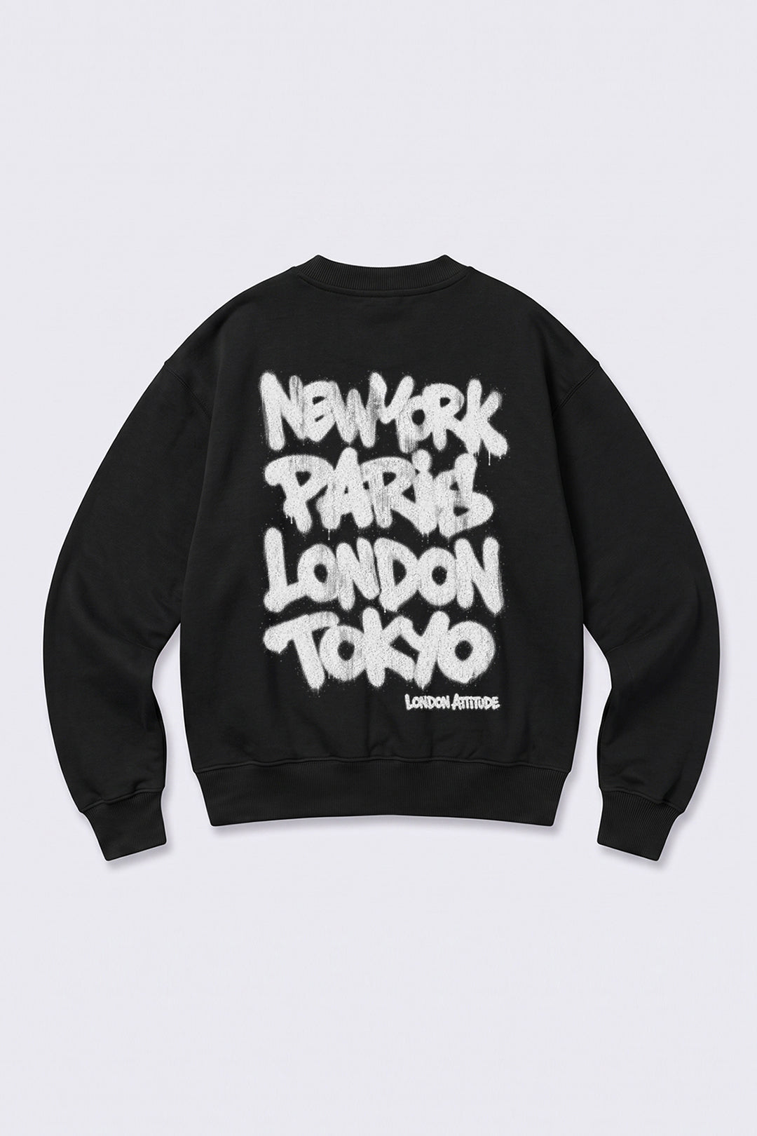 Relaxed Fit Heavyweight City Graffiti Sweatshirt in Black
