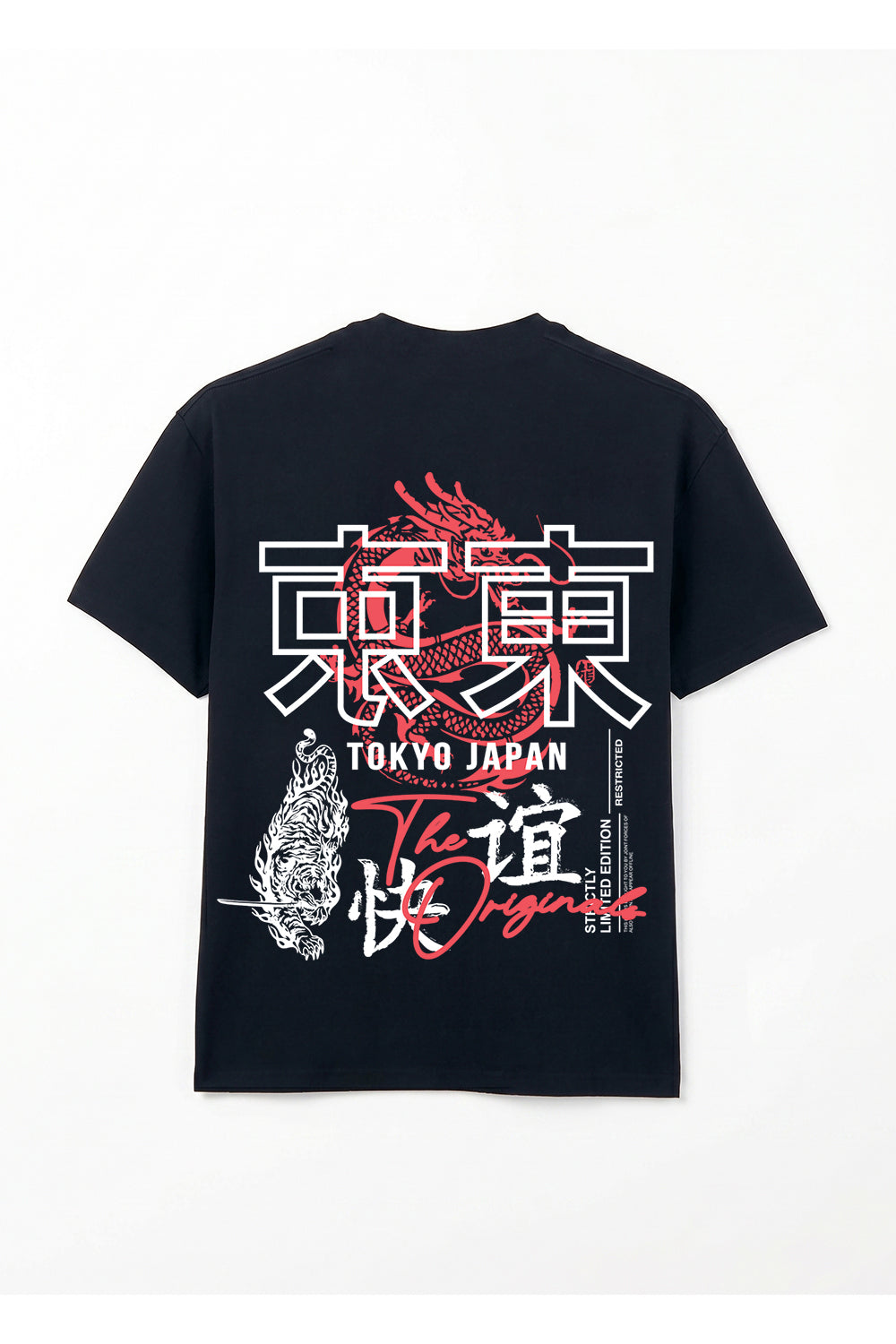 Tokyo Dragon Oversized Heavyweight Graphic T-Shirt in Black