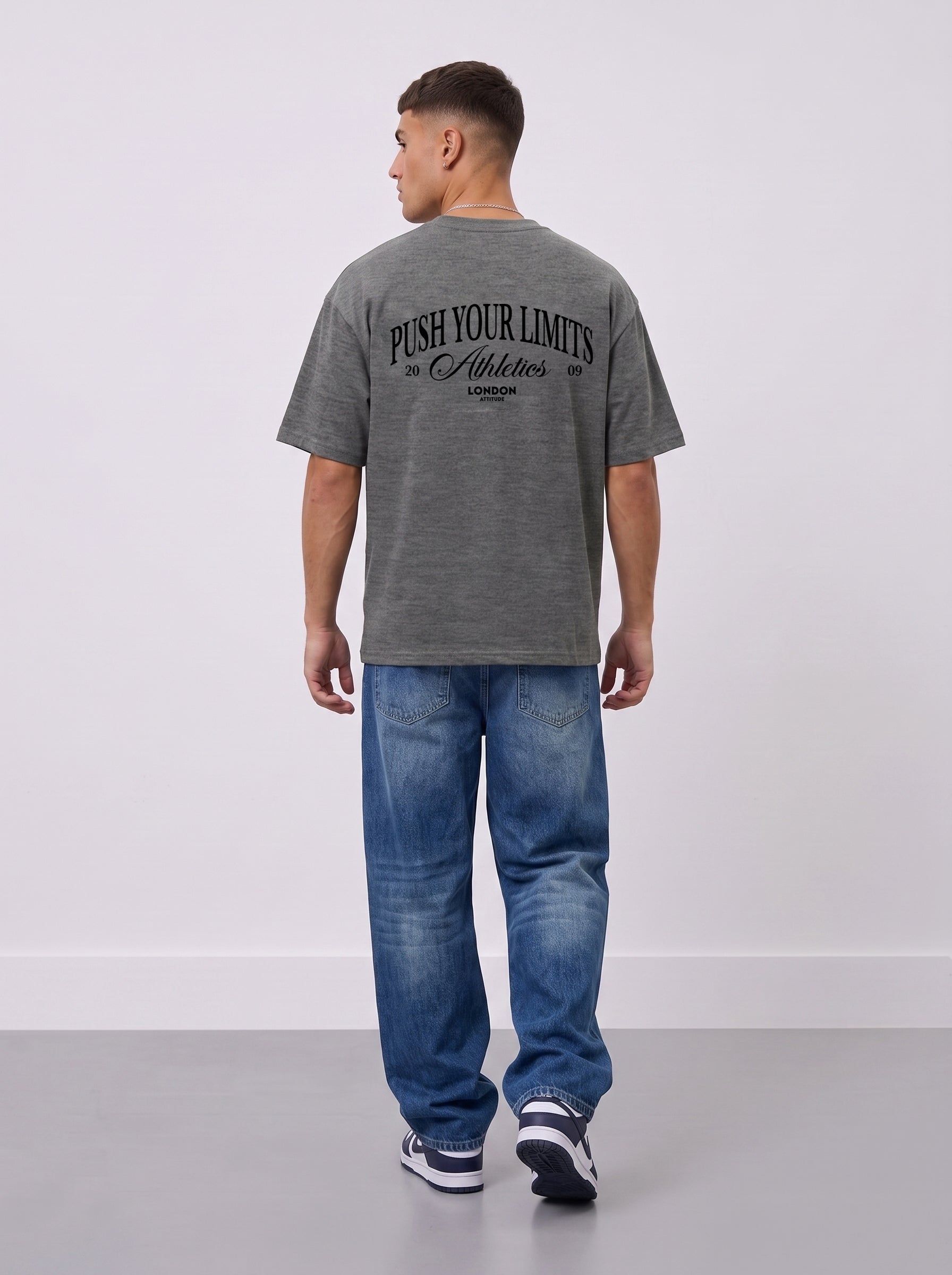 Push Your Limits Oversized Heavyweight T-Shirt in Black Print