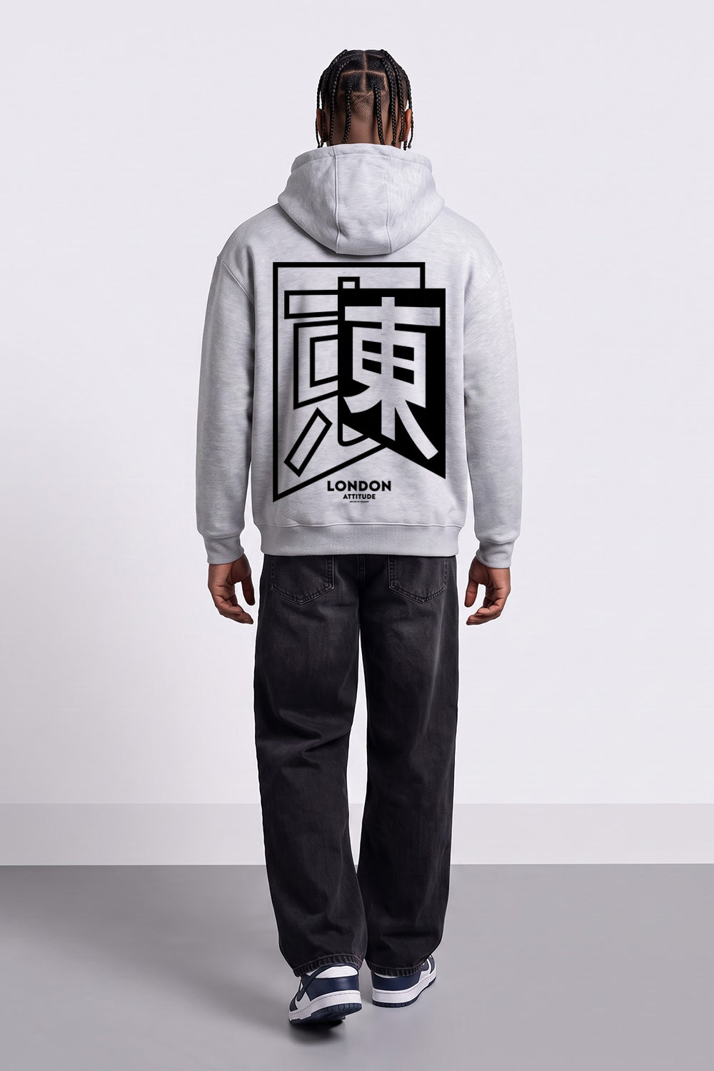 Relaxed Fit Japanese Inspired Hoodie in Heather Grey