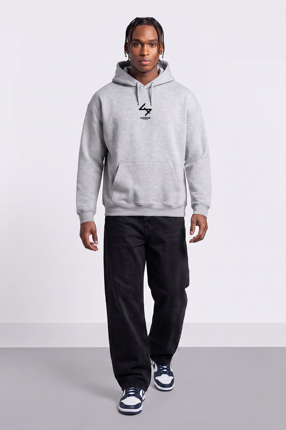 Relaxed Fit Japanese Inspired Hoodie in Heather Grey