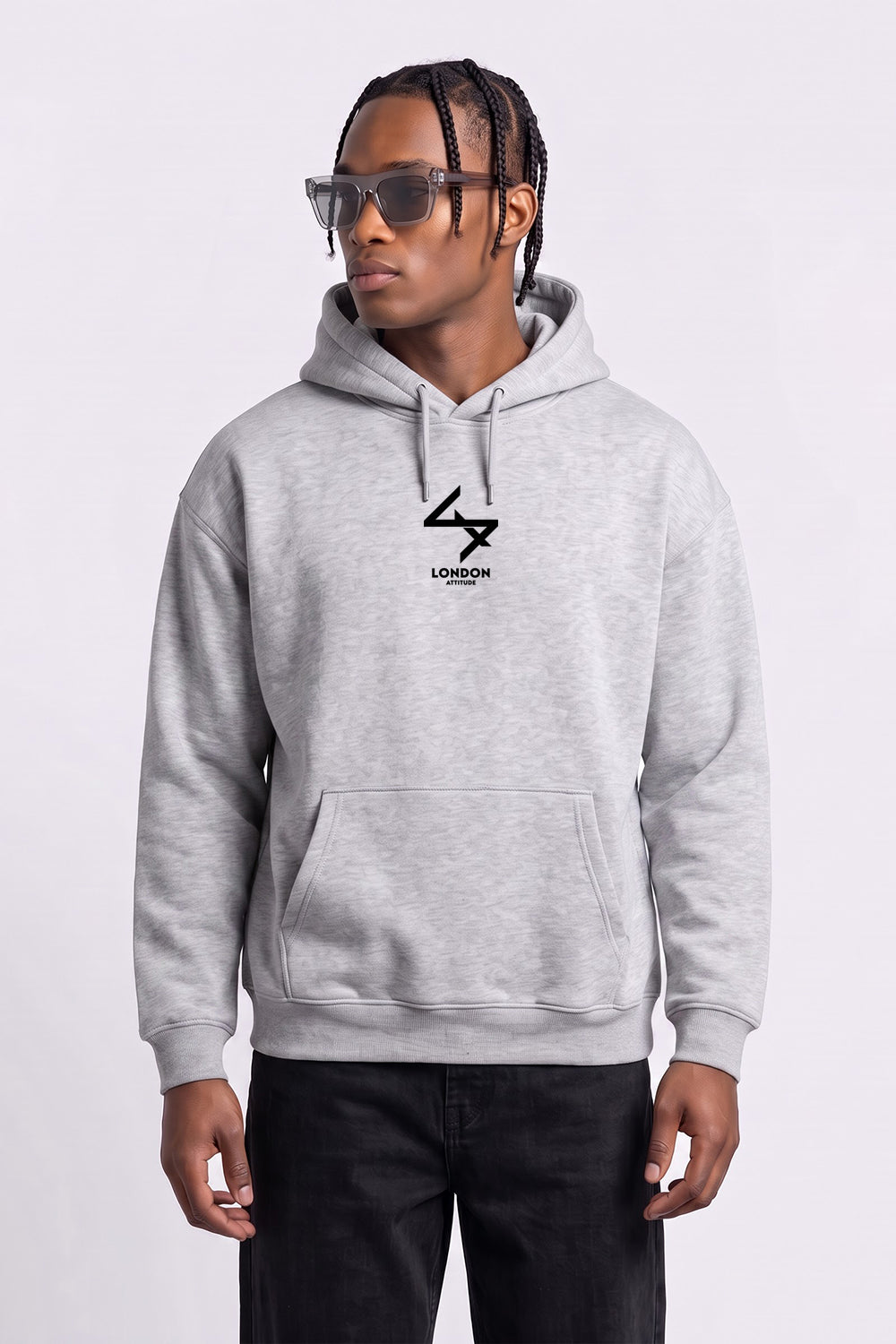 Relaxed Fit Japanese Inspired Hoodie in Heather Grey