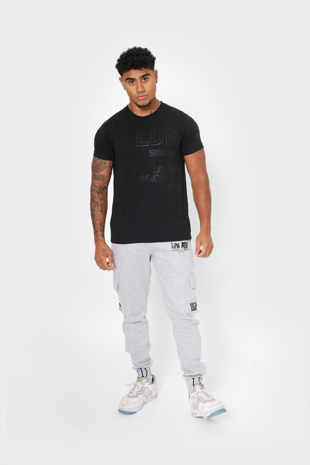 LDN Attitude Embossed Print T-Shirts in Black - London Attitude