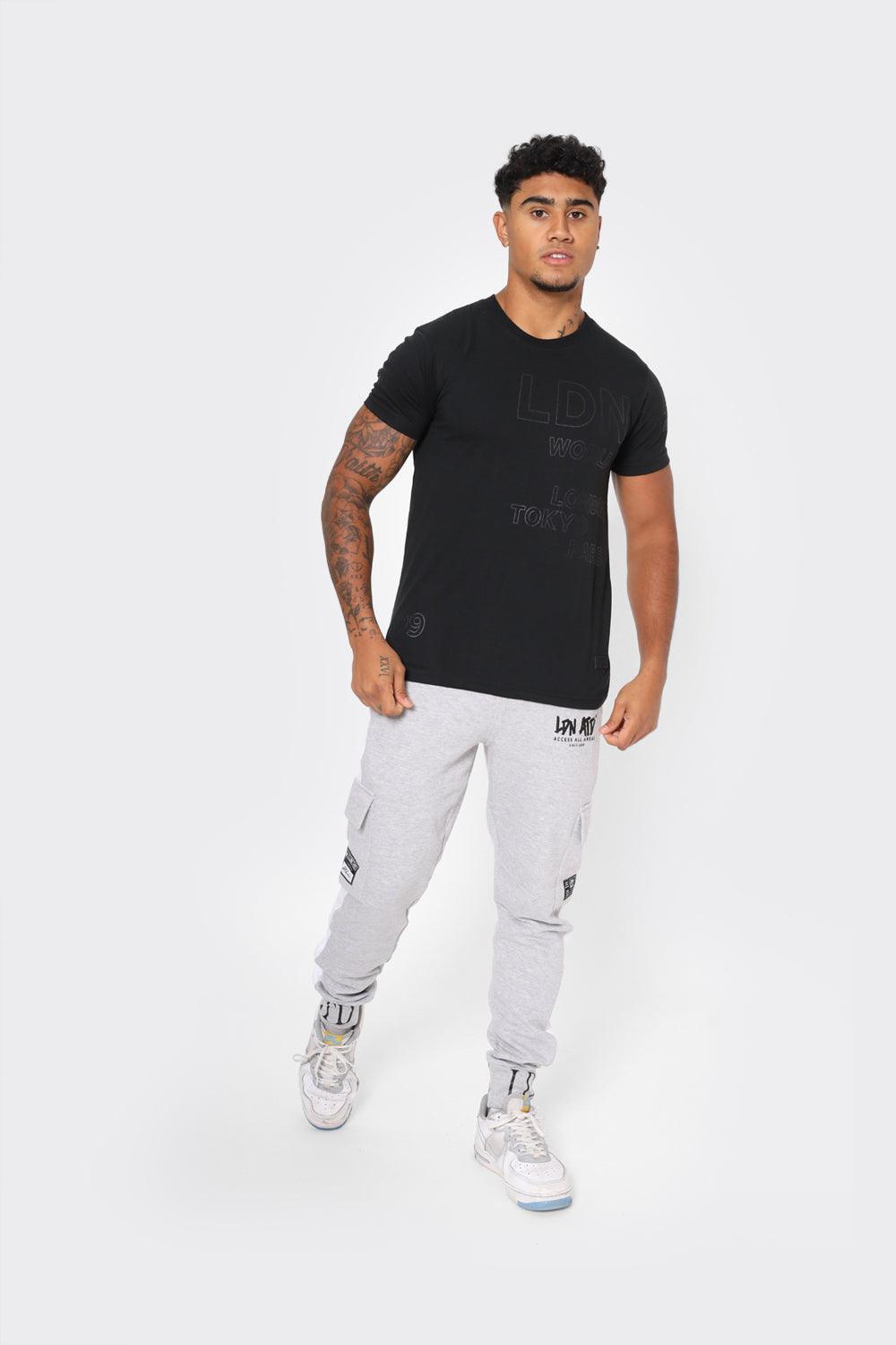 LDN Attitude Embossed Print T-Shirts in Black - London Attitude