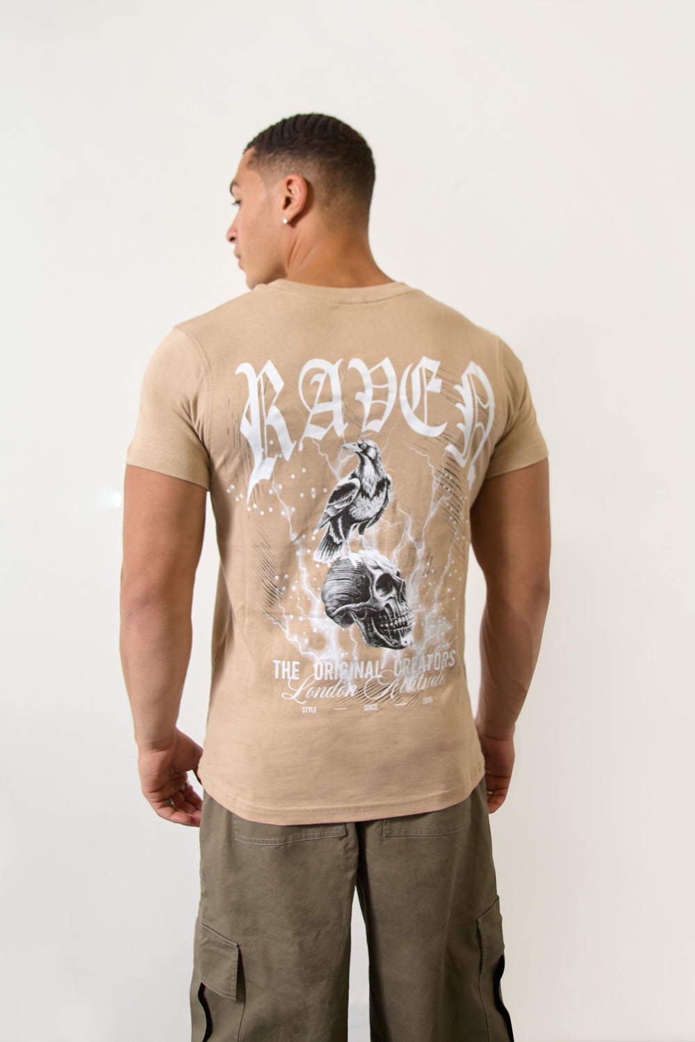 Raven Graphic T-Shirt in Beige-Original Creators Edition - London Attitude