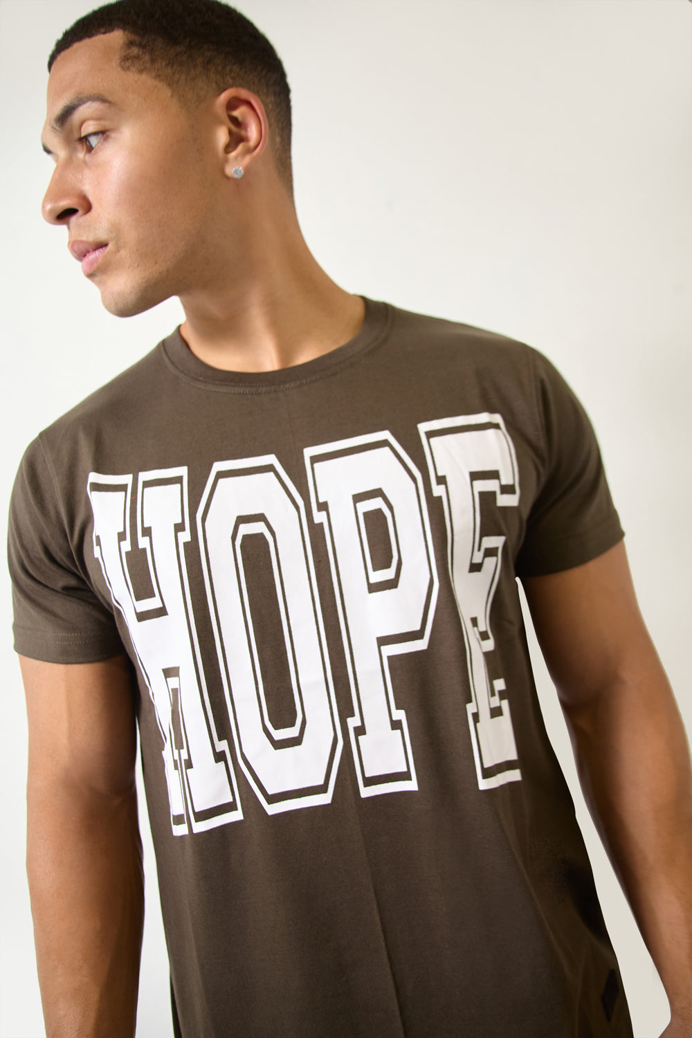 Khaki “HOPE” Graphic T-Shirt - London Attitude