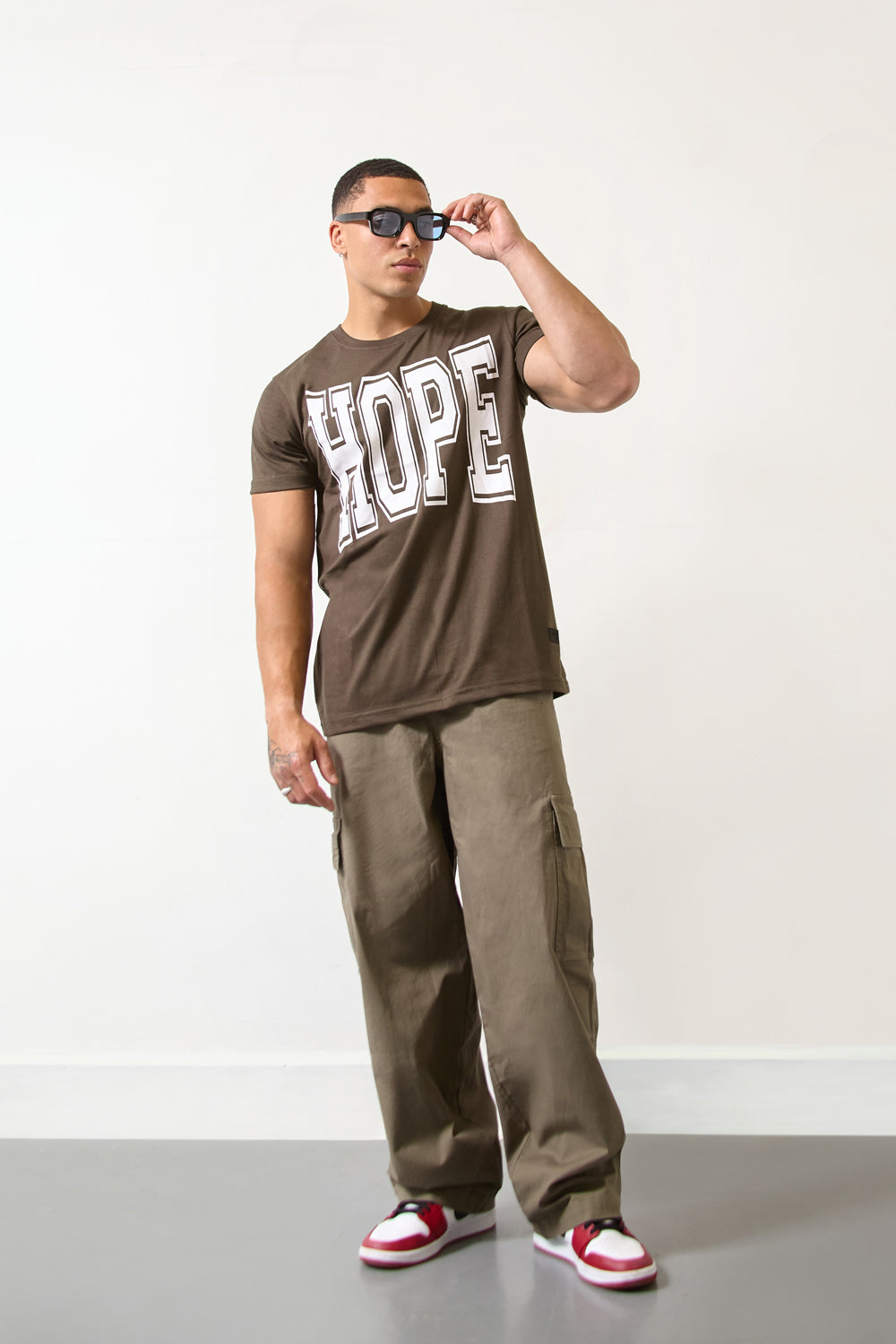 Khaki “HOPE” Graphic T-Shirt - London Attitude