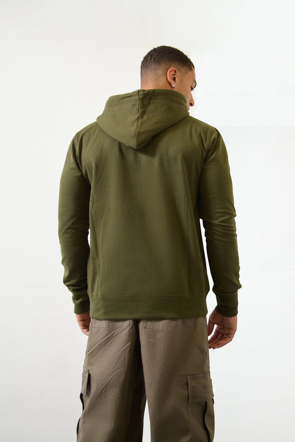Olive Green “HOPE” Print Regular Fit Hoodie - London Attitude