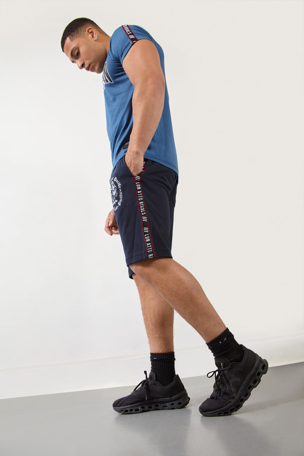 Navy West Coast Jogger Shorts - London Attitude