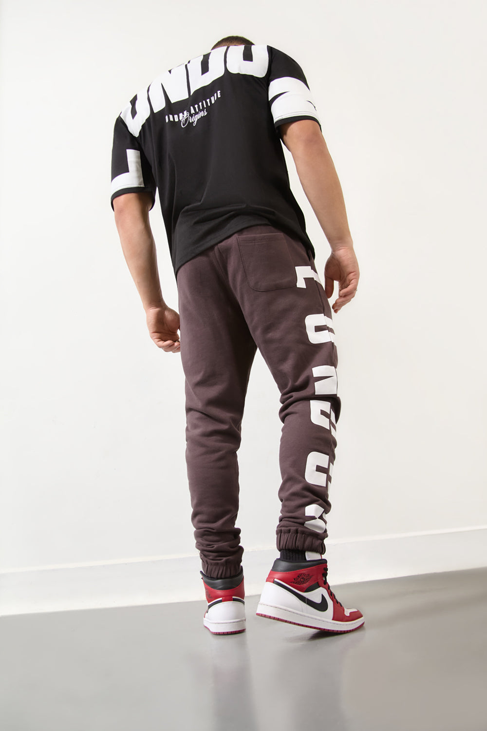 Brown Joggers with London Print on Bold White Lettering-London Edition - London Attitude