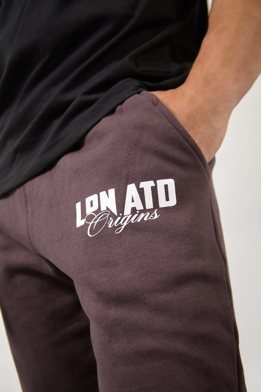 Brown Joggers with London Print on Bold White Lettering-London Edition - London Attitude
