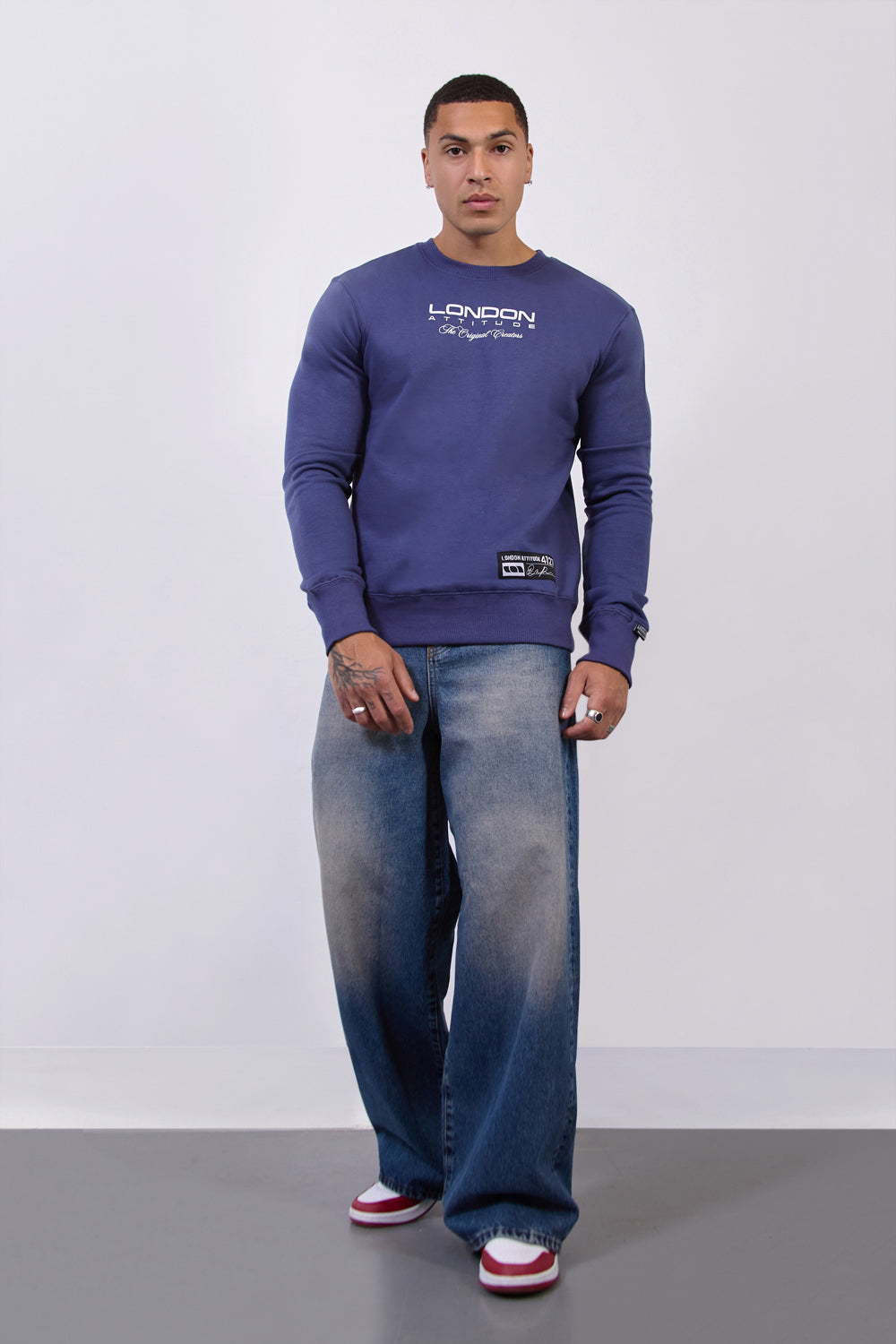 Blue Japanese-inspired Crewneck Sweatshirt–The Original Creators Edition - London Attitude