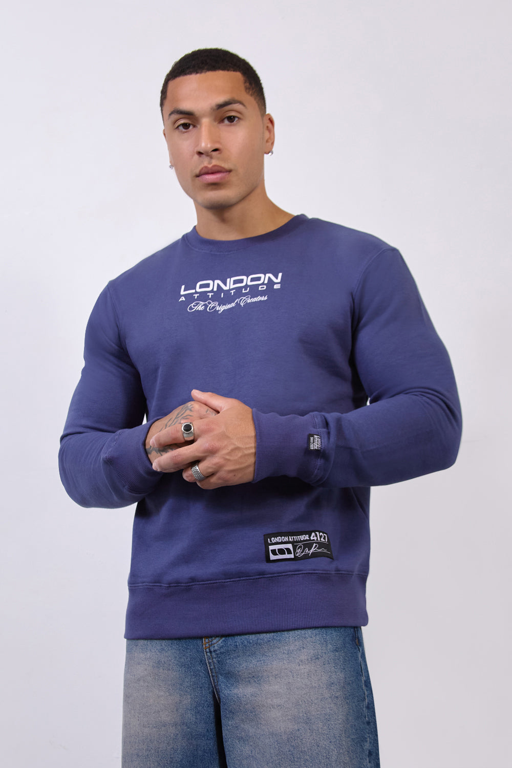 Blue Japanese-inspired Crewneck Sweatshirt–The Original Creators Edition - London Attitude