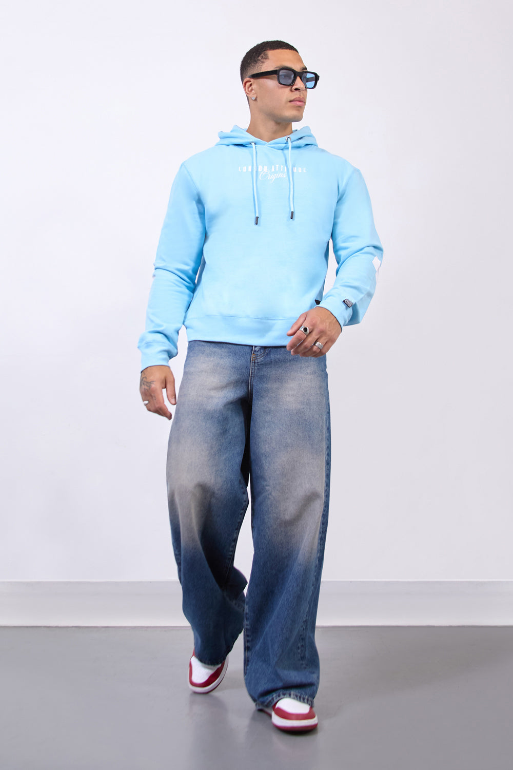 Sky Blue Relax Fit Streetwear Hoodie-London Edition - London Attitude