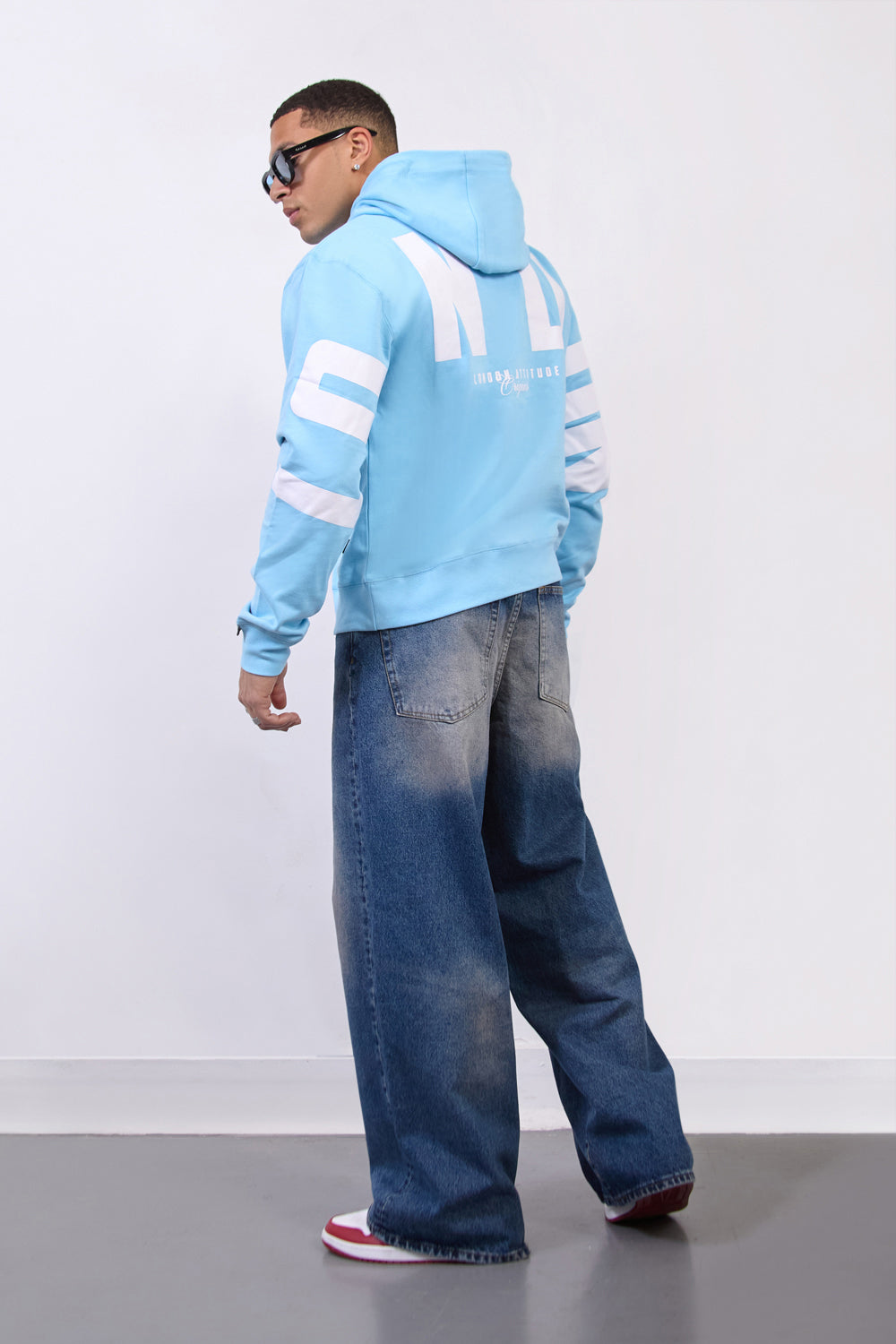Sky Blue Relax Fit Streetwear Hoodie-London Edition - London Attitude