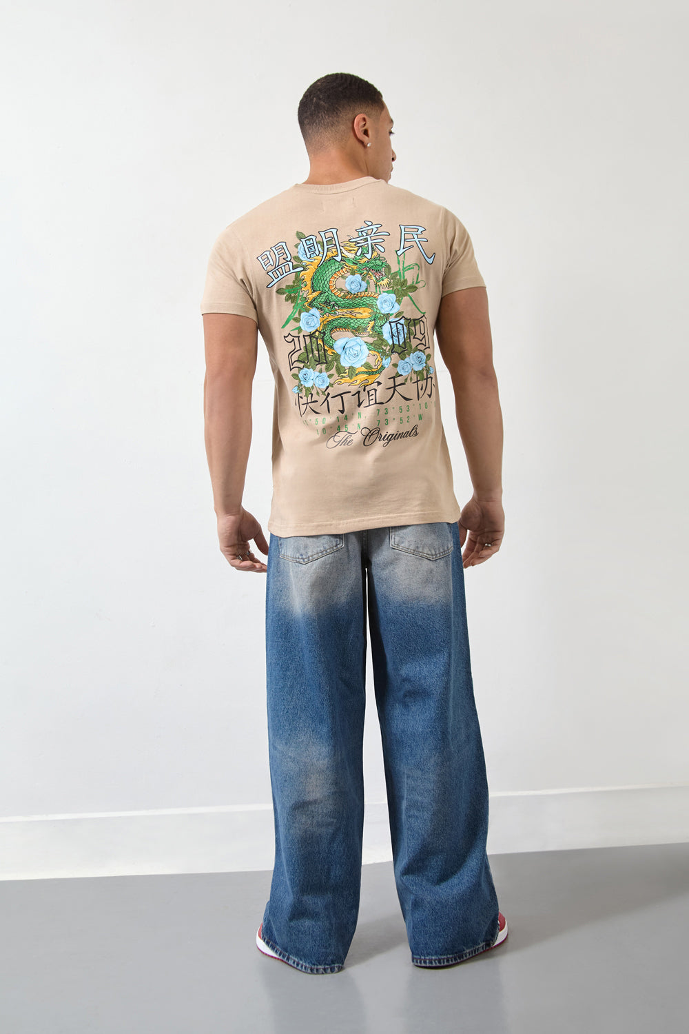 Dragon Graphic Regular Fit T-Shirt in Beige-Originals Edition - London Attitude
