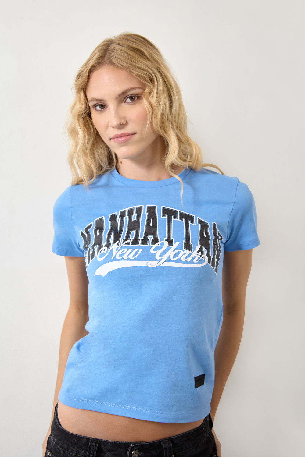 Women’s Sky Blue “Manhattan New York” Graphic T-Shirt