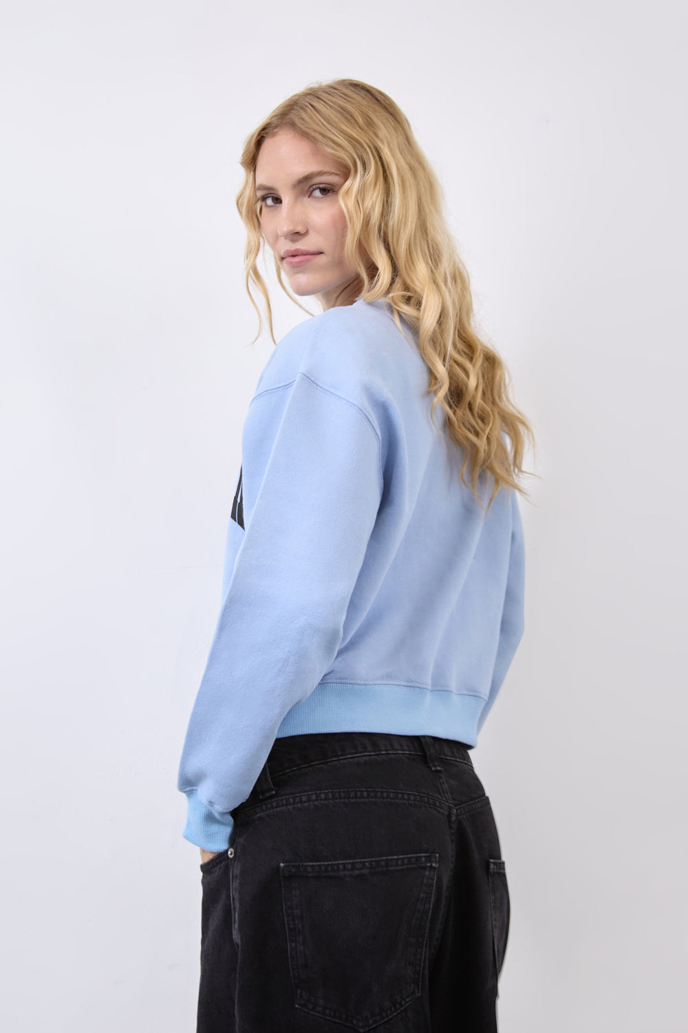 Women's Relaxed Fit New York Printed Sweatshirt Sky Blue - London Attitude