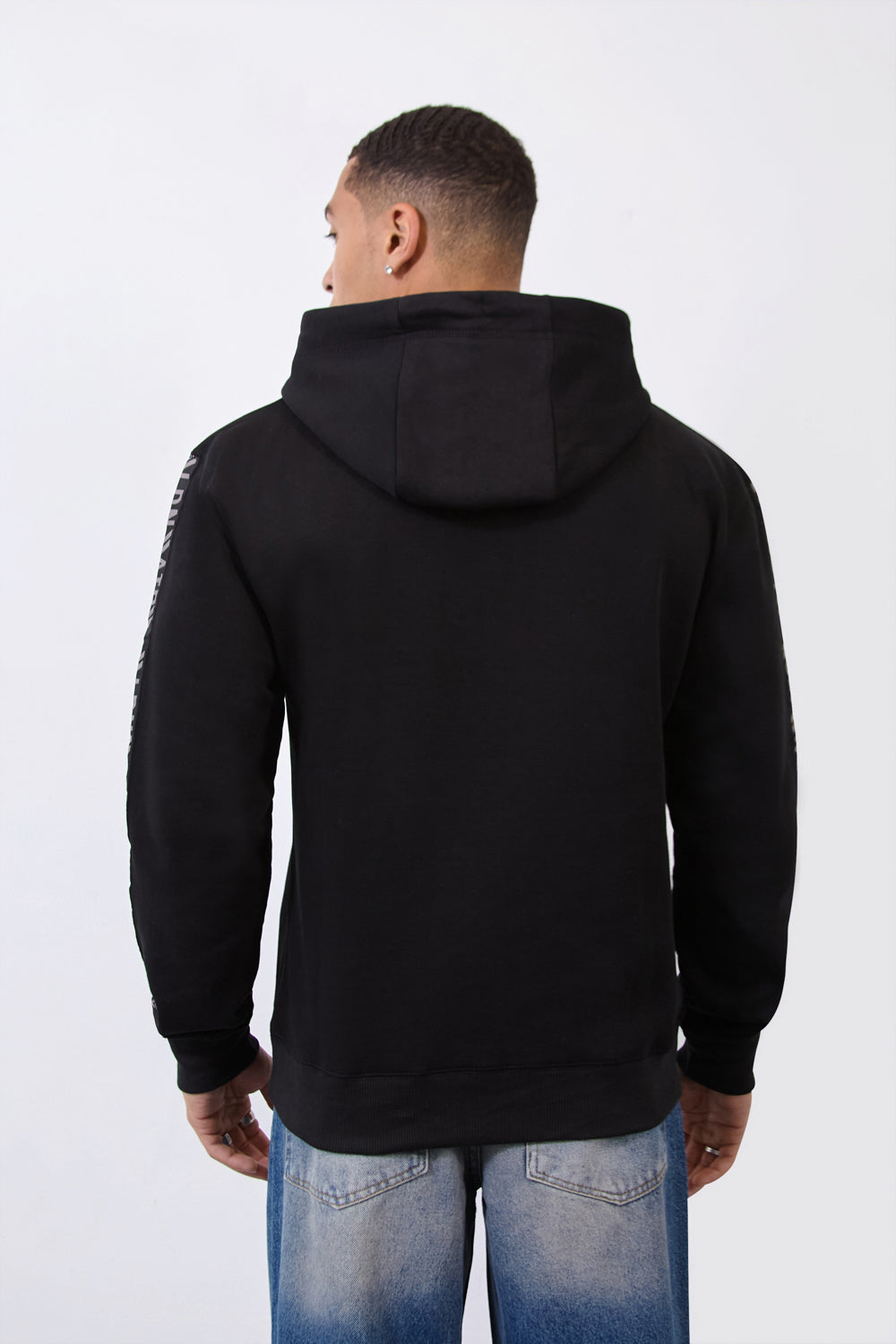 Relax Fit Black Hoodie with Bold FREE Print & Sleeve Branding - London Attitude