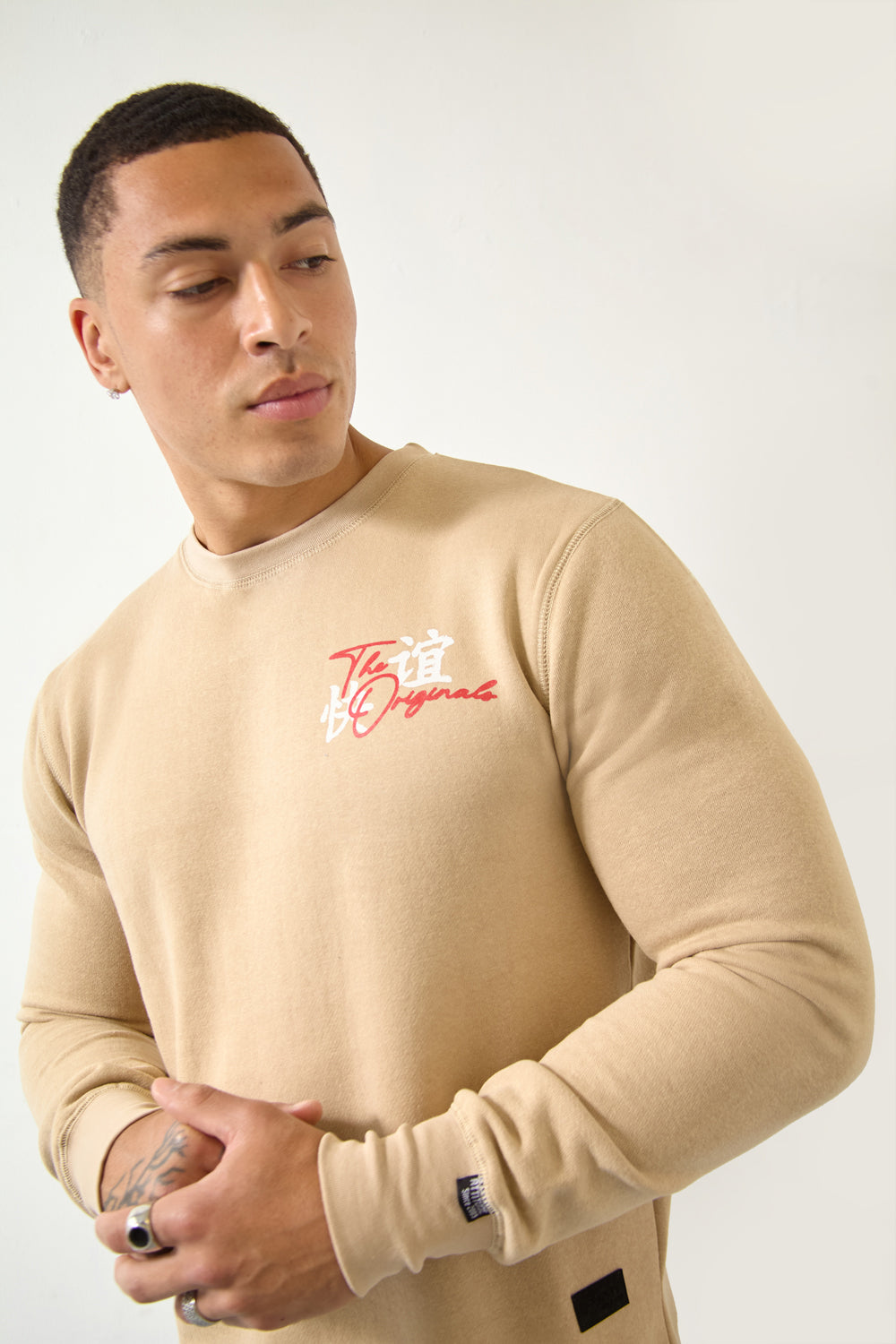 Tokyo Dragon Crewneck Regular Fit Sweatshirt in Sand – Originals Edition - London Attitude