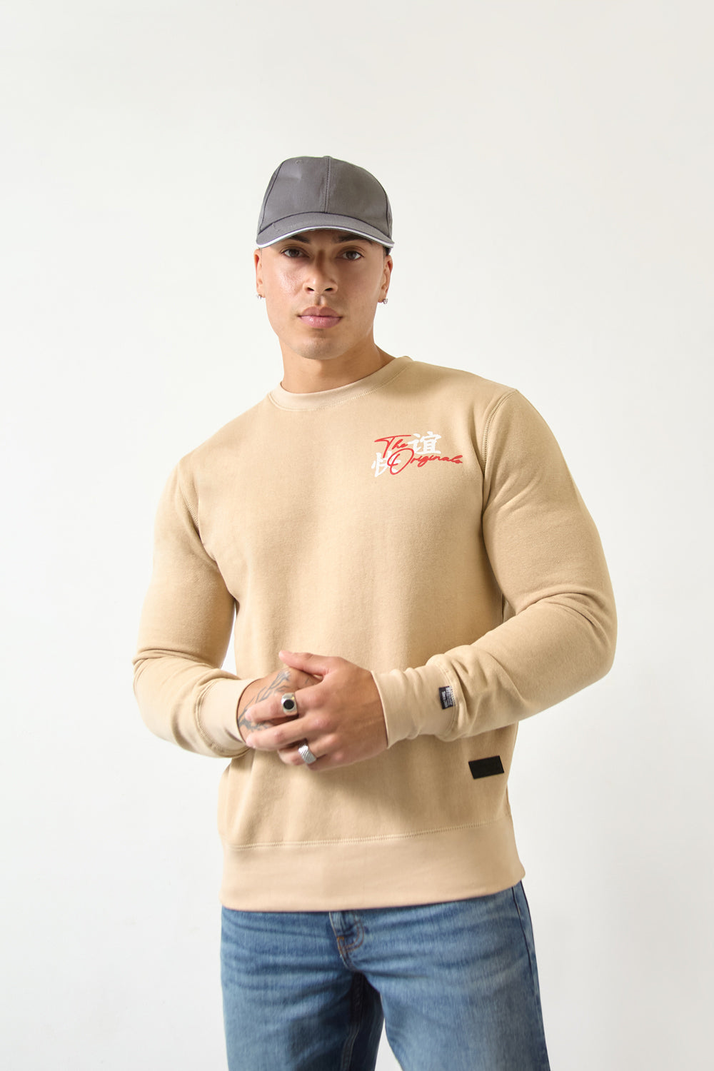 Tokyo Dragon Crewneck Regular Fit Sweatshirt in Sand – Originals Edition - London Attitude
