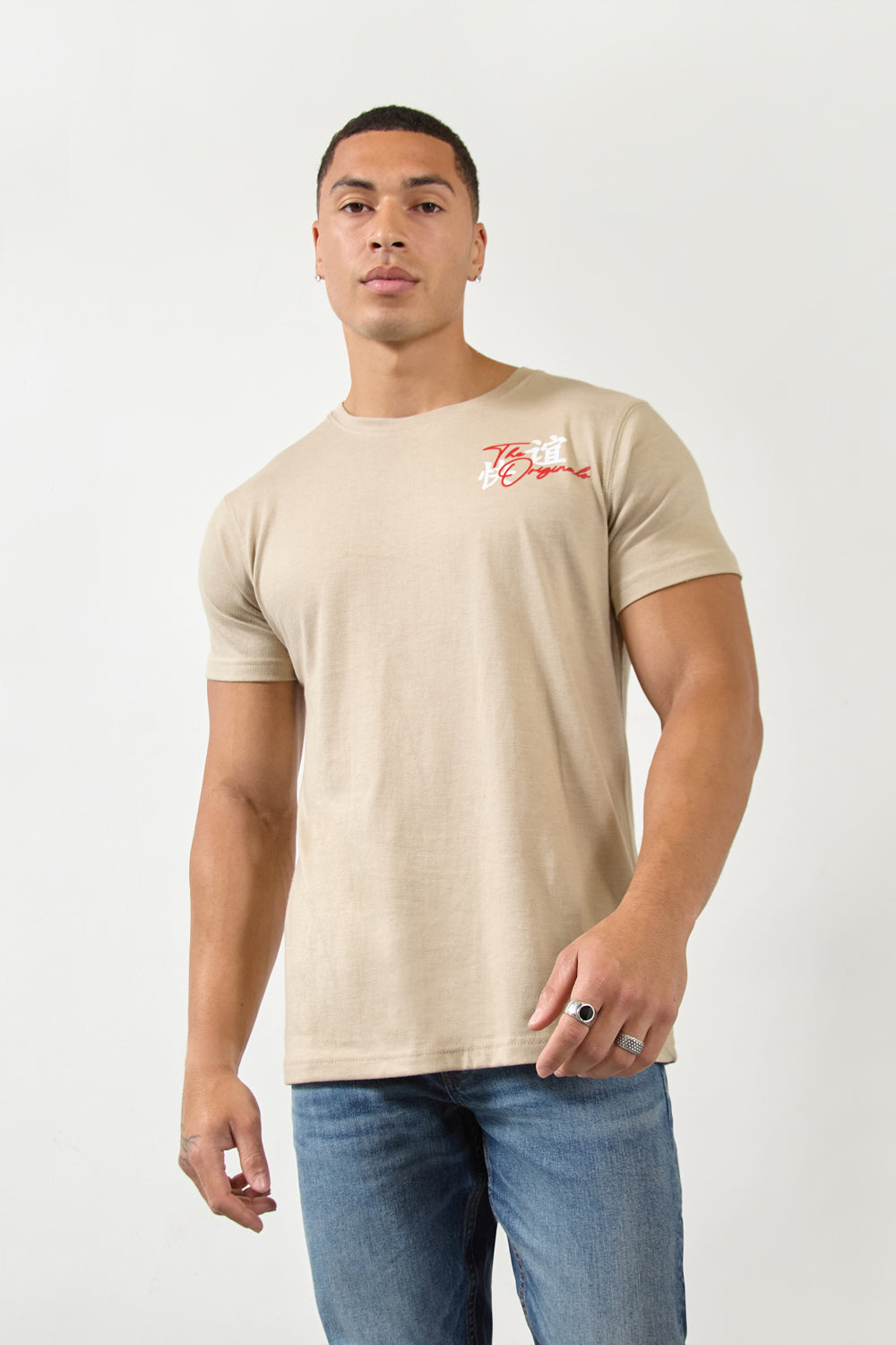 Tokyo Dragon Graphic Regular Fit T-Shirt in Beige –Originals Edition - London Attitude