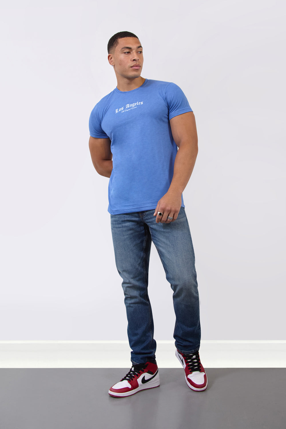 Los Angeles Cherub Graphic Regular Fit T-Shirt in Sky Blue - London Attitude