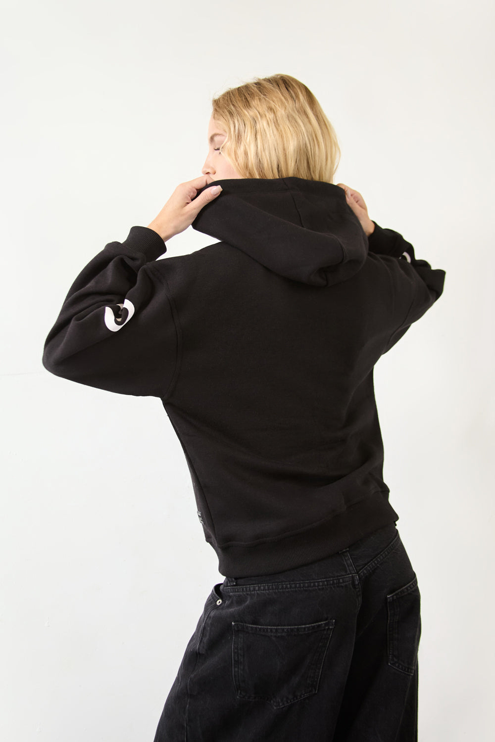 Women's Relaxed Fit Printed Hoodie Black - London Attitude