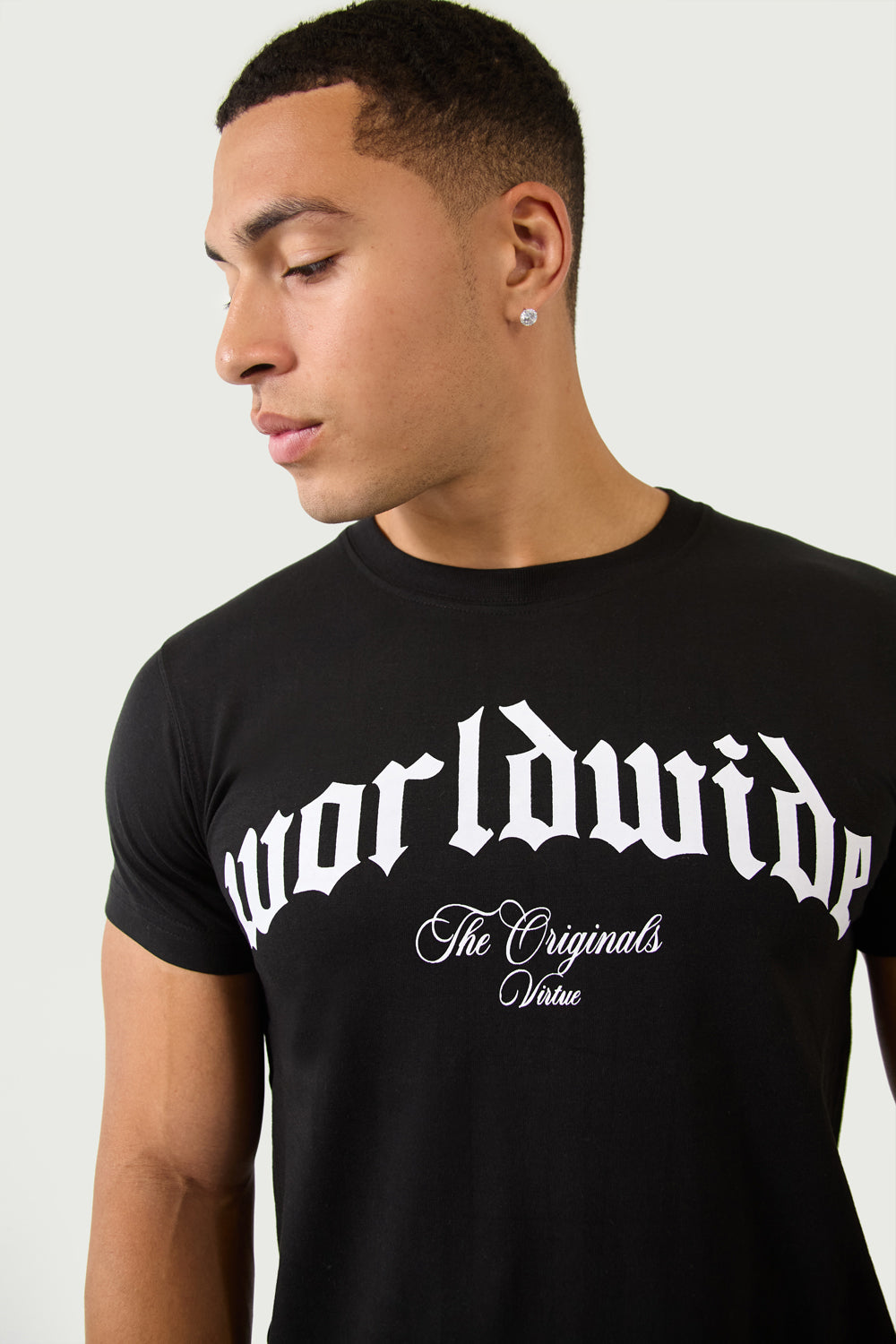 Worldwide Graphic Regular Fit T-Shirt in Black - London Attitude