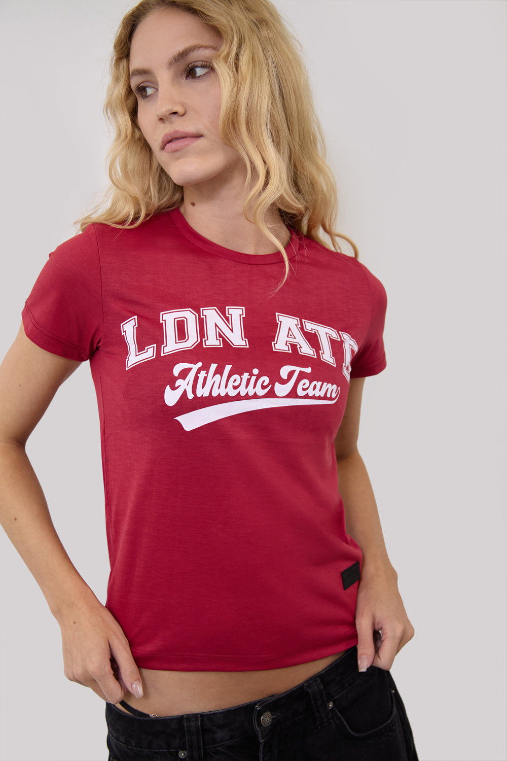 Women’s Red Graphic Tee – “LDN ATD Athletic Team”