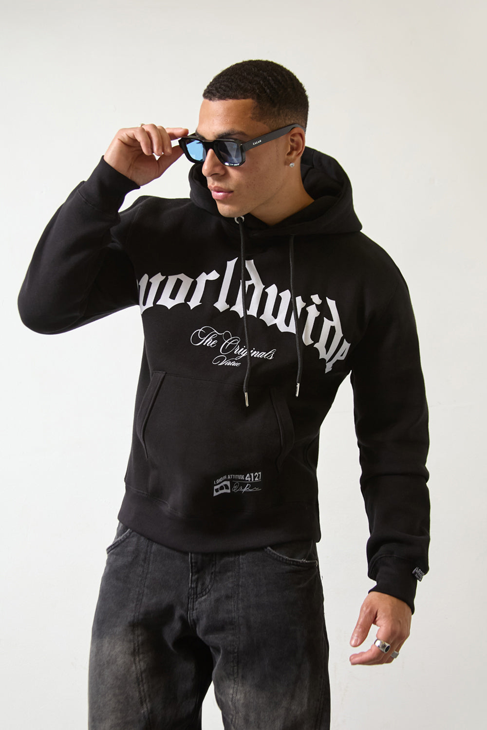 Worldwide Relax Fit Hoodie in Black-Originals Edition - London Attitude